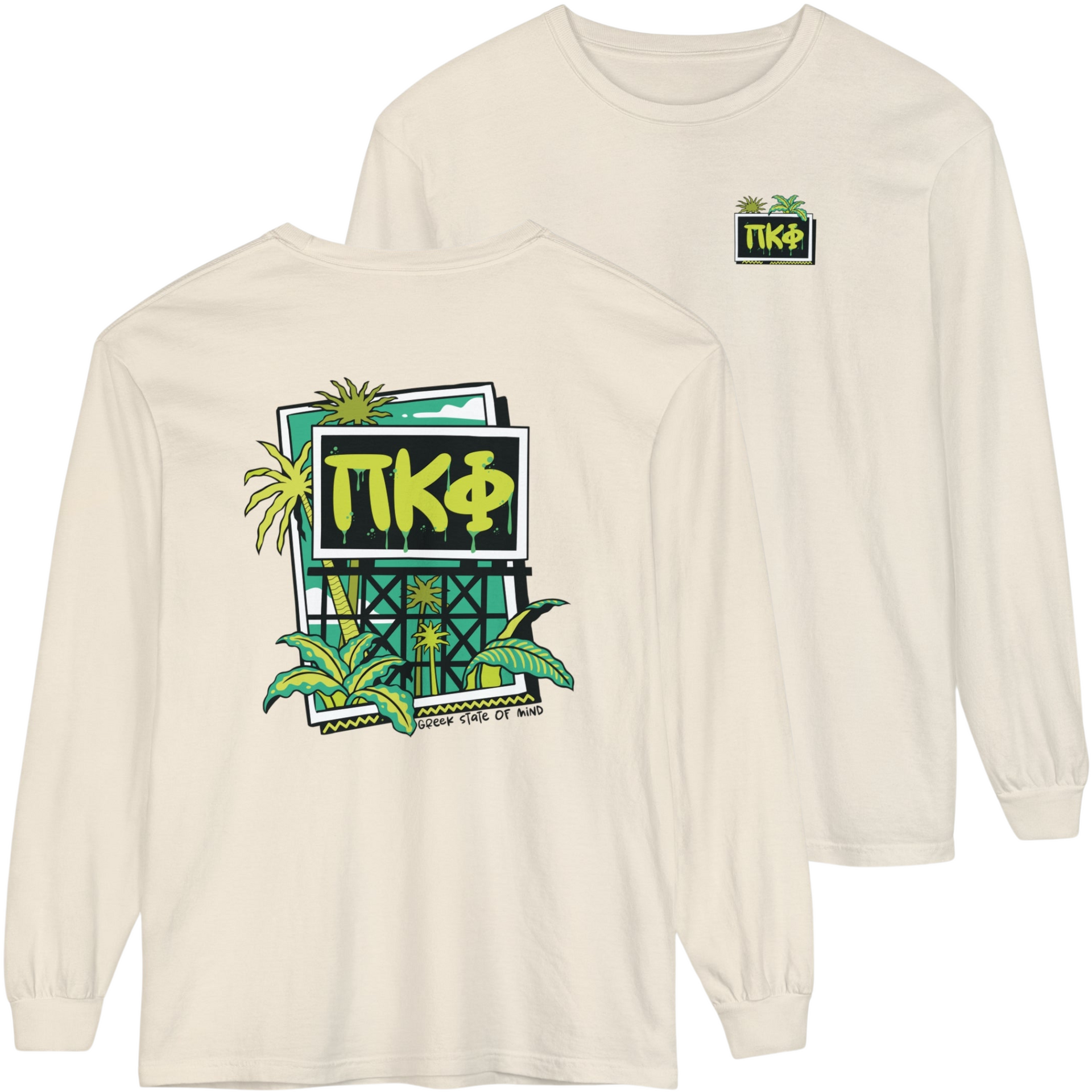 Ivory Pi Kappa Phi Graphic Long Sleeve | Tropical Billboard