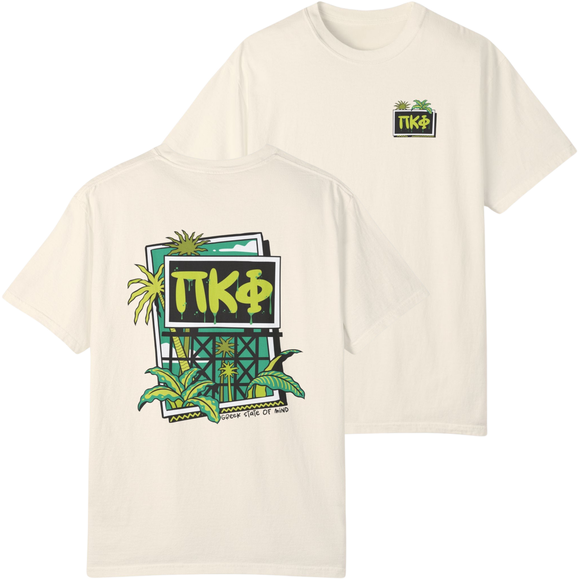 Ivory Pi Kappa Phi Graphic T-Shirt | Tropical Billboard