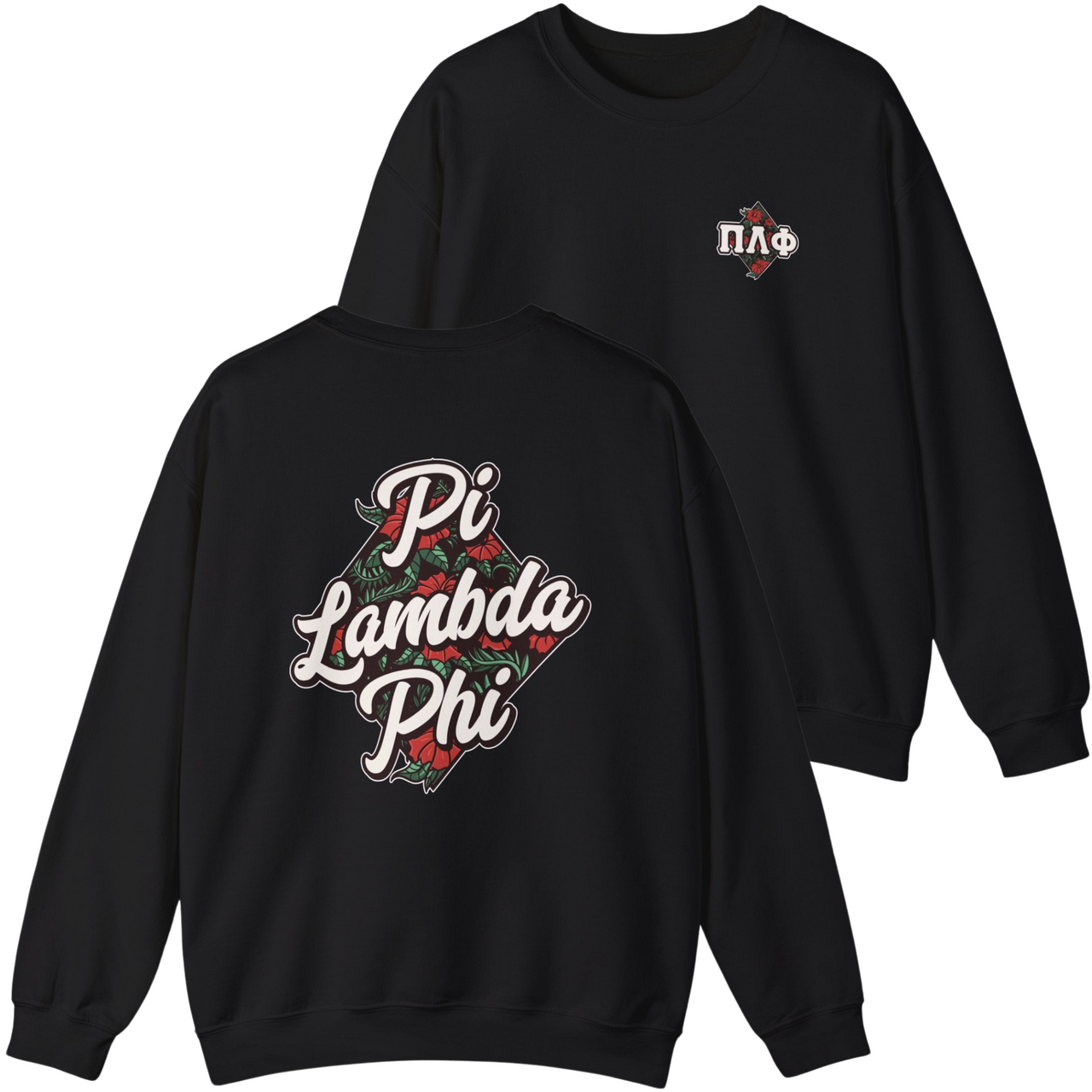 Black Pi Lambda Phi Graphic Crewneck Sweatshirt | Aloha