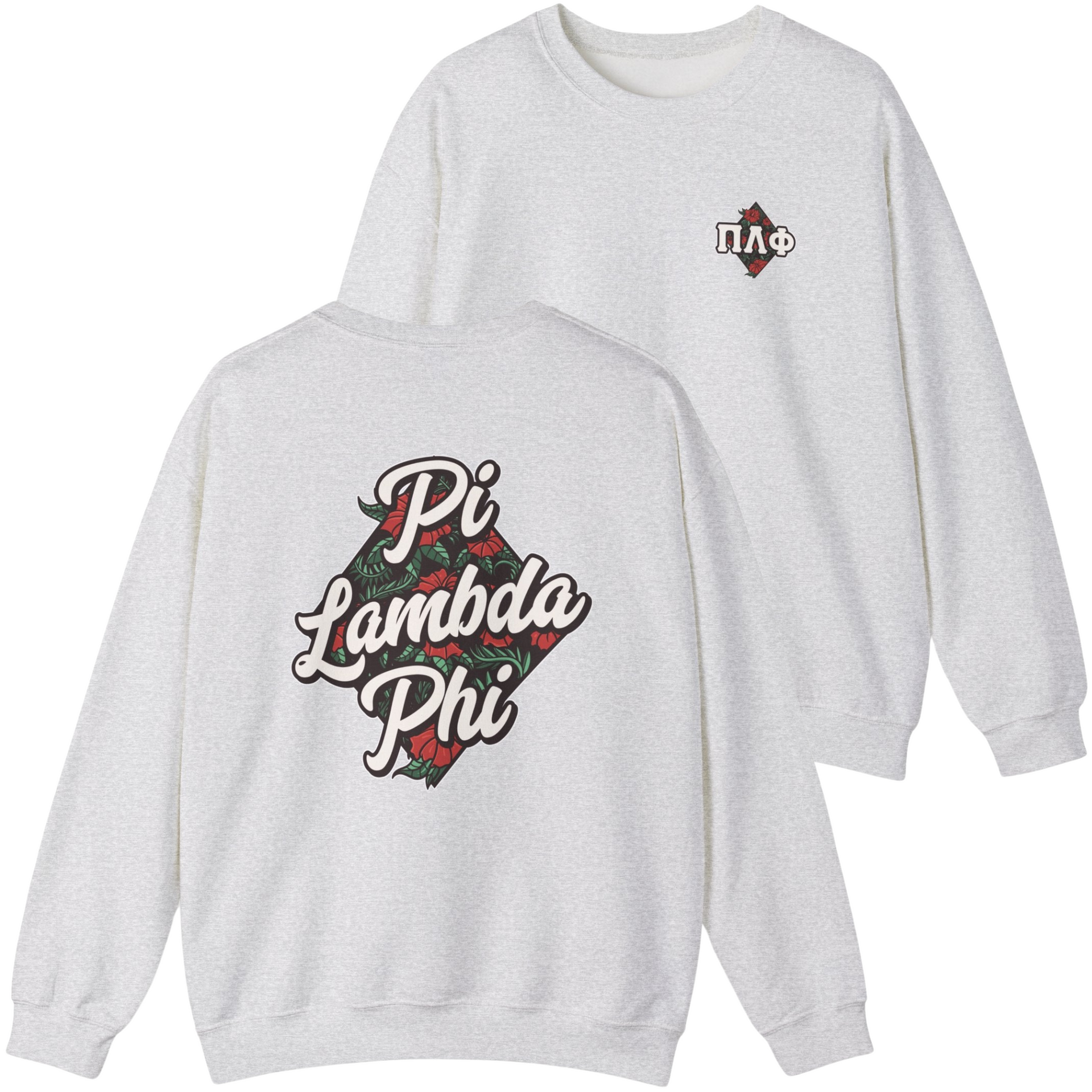 grey Pi Lambda Phi Graphic Crewneck Sweatshirt | Aloha