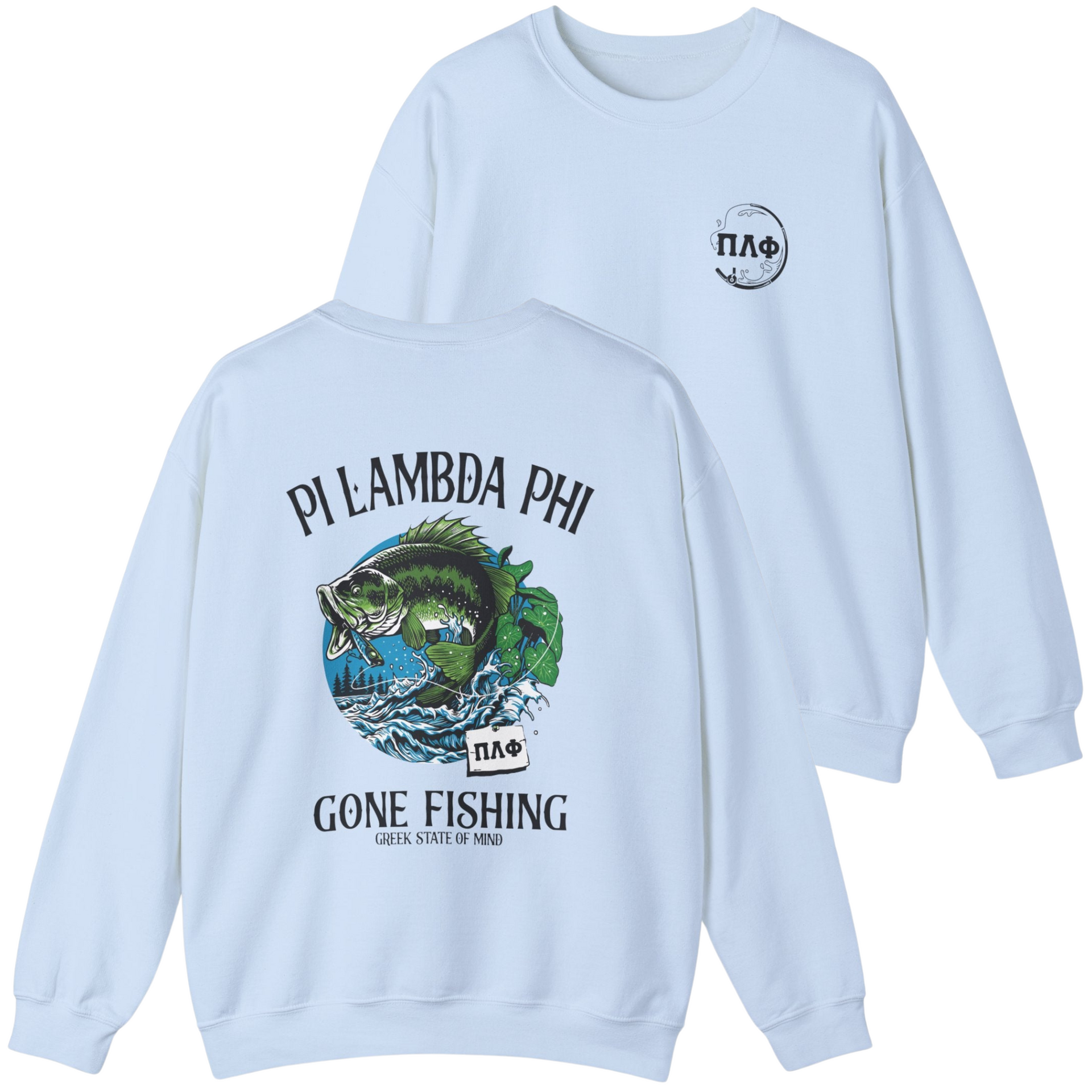 blue Pi Lambda Phi Graphic Crewneck Sweatshirt | Gone Fishing