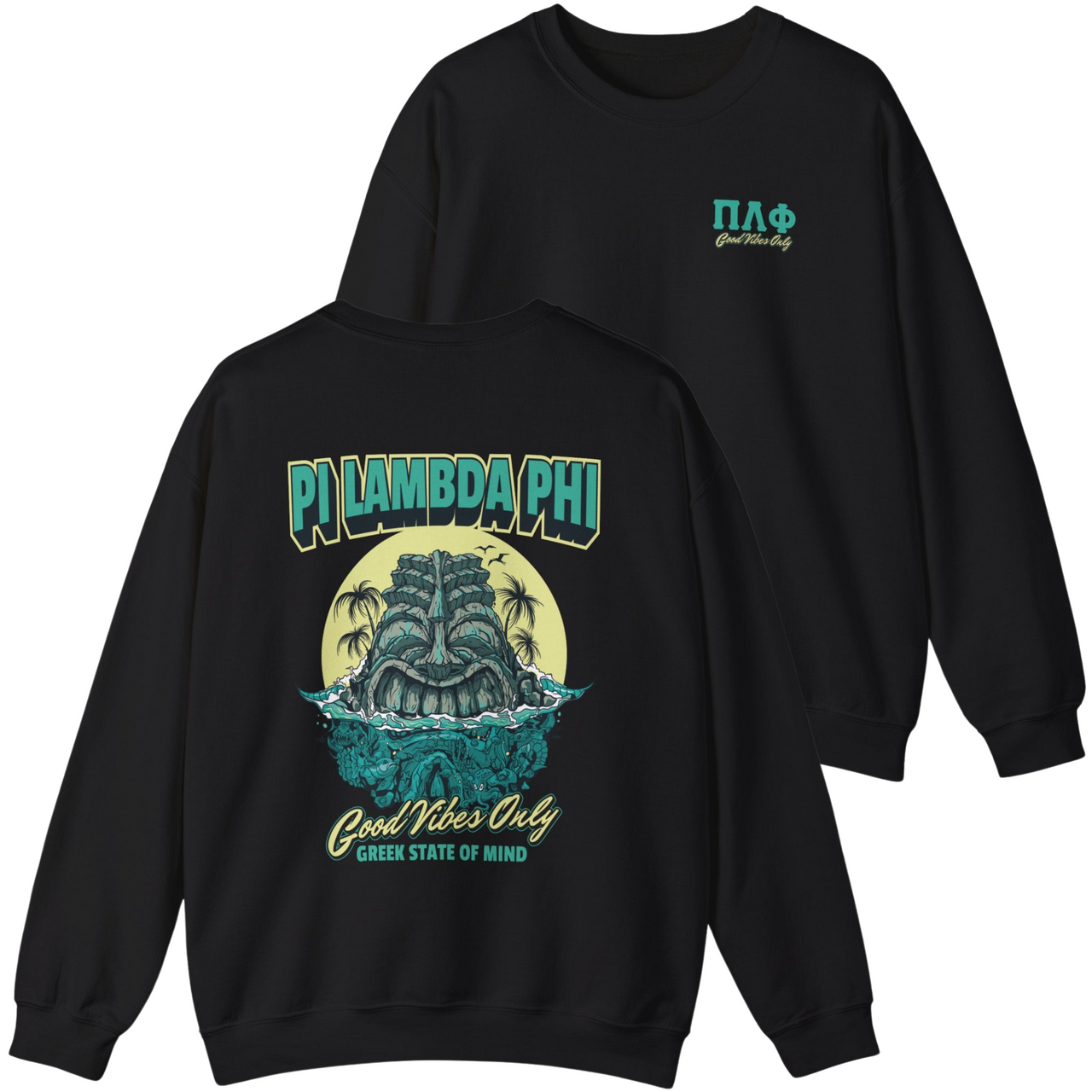 Black Pi Lambda Phi Graphic Crewneck Sweatshirt | Good Vibes Only