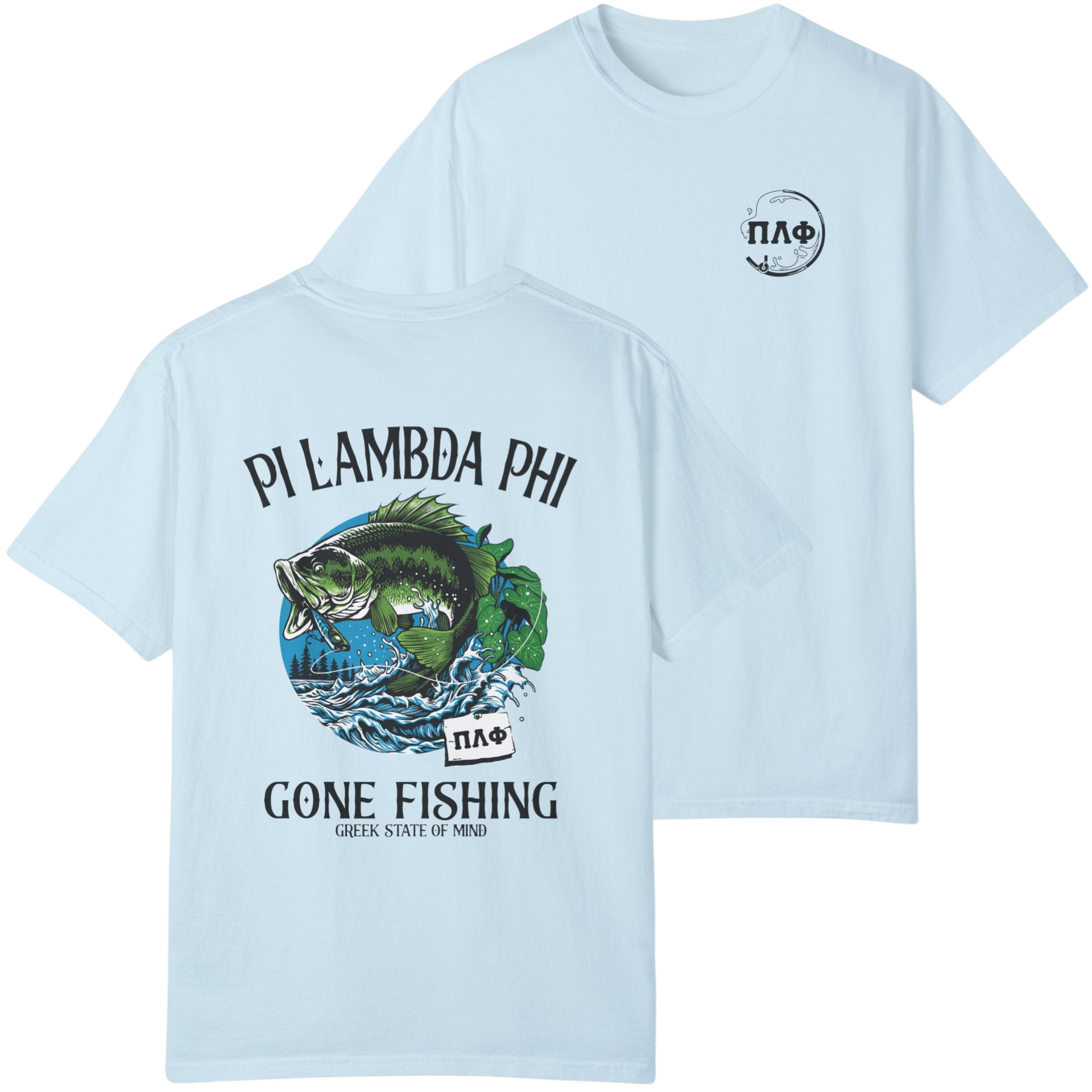 blue Pi Lambda Phi Graphic T-Shirt | Gone Fishing