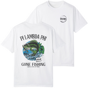 white Pi Lambda Phi Graphic T-Shirt | Gone Fishing