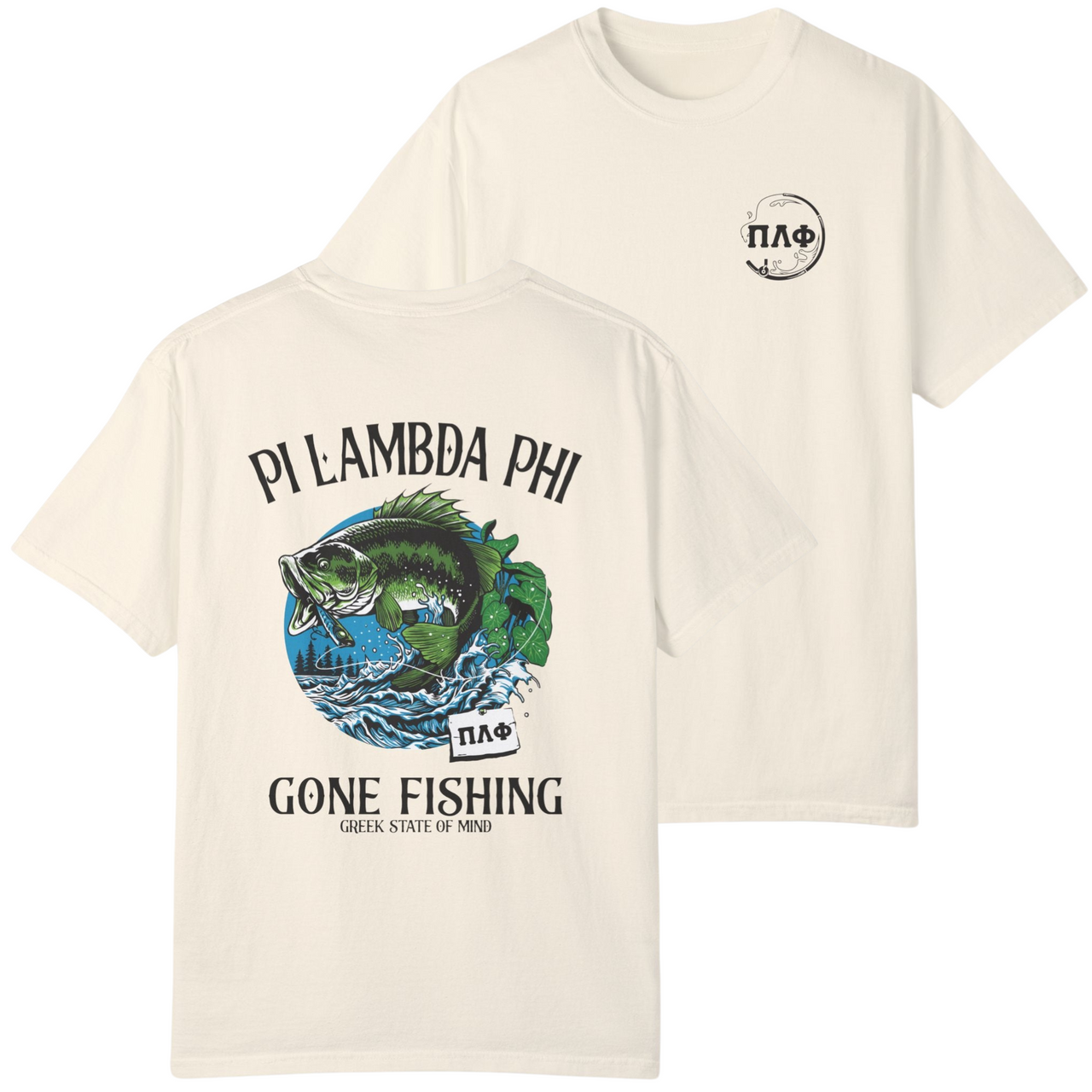 ivory Pi Lambda Phi Graphic T-Shirt | Gone Fishing