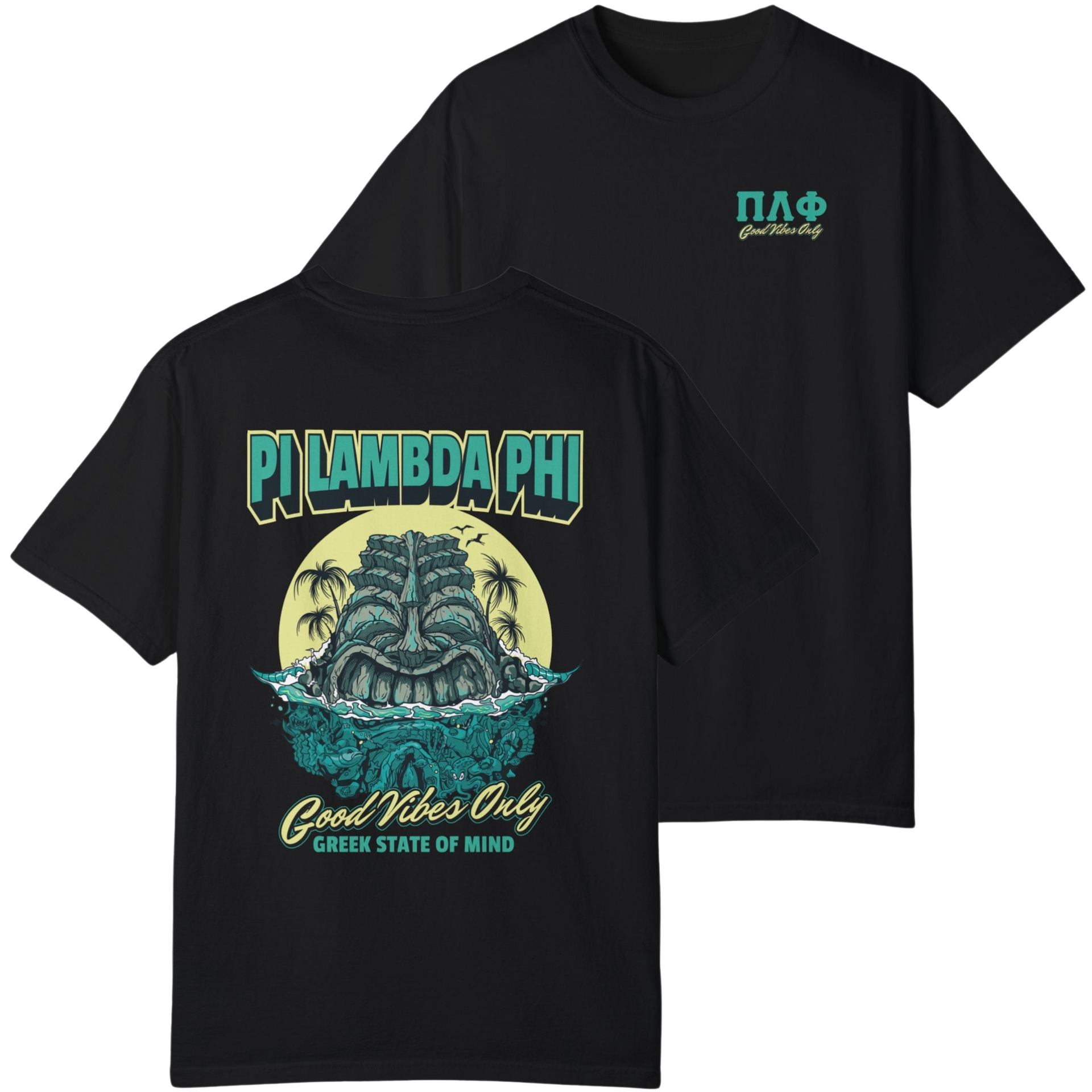 black Pi Lambda Phi Graphic T-Shirt | Good Vibes Only
