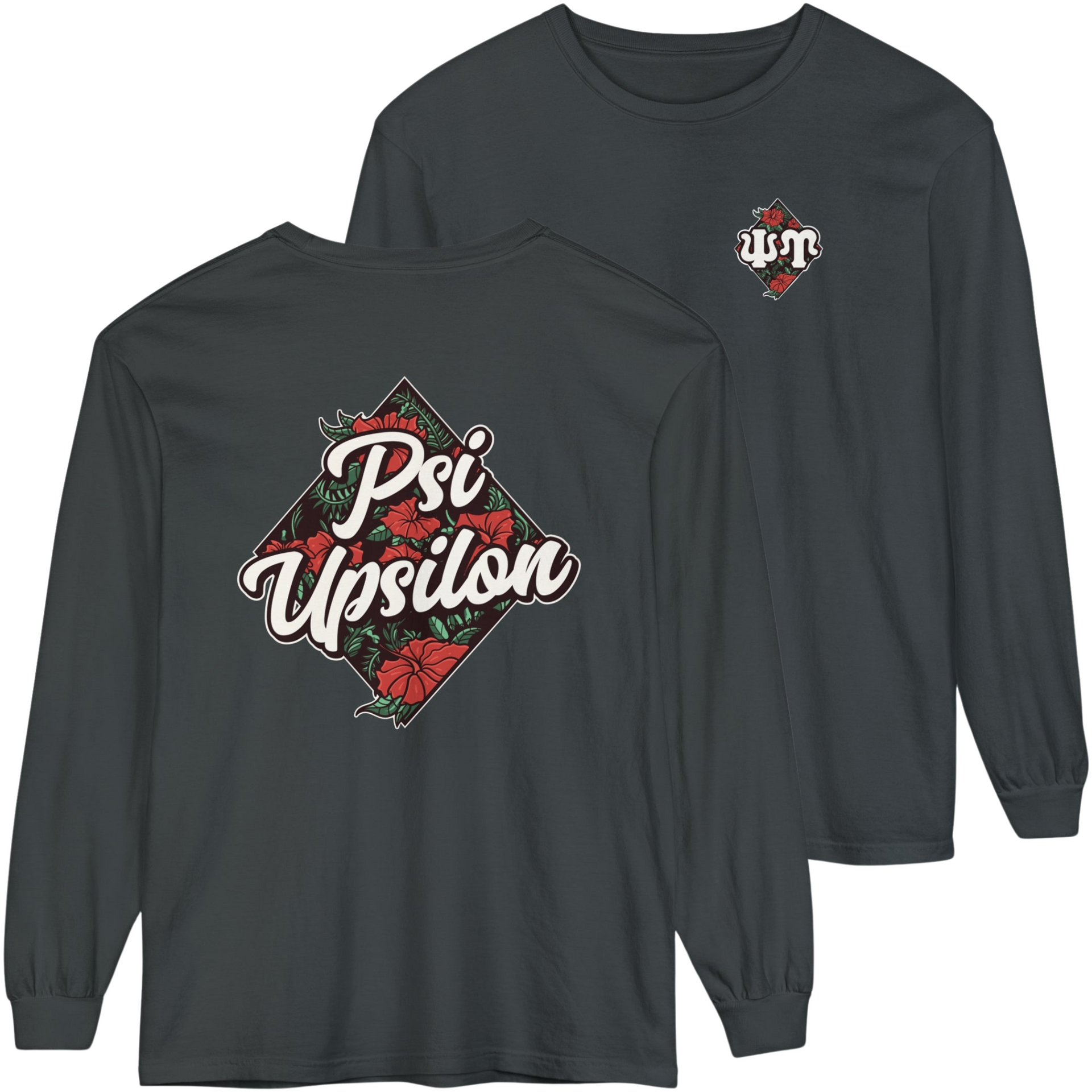 Grey Psi Upsilon Graphic Long Sleeve | Aloha