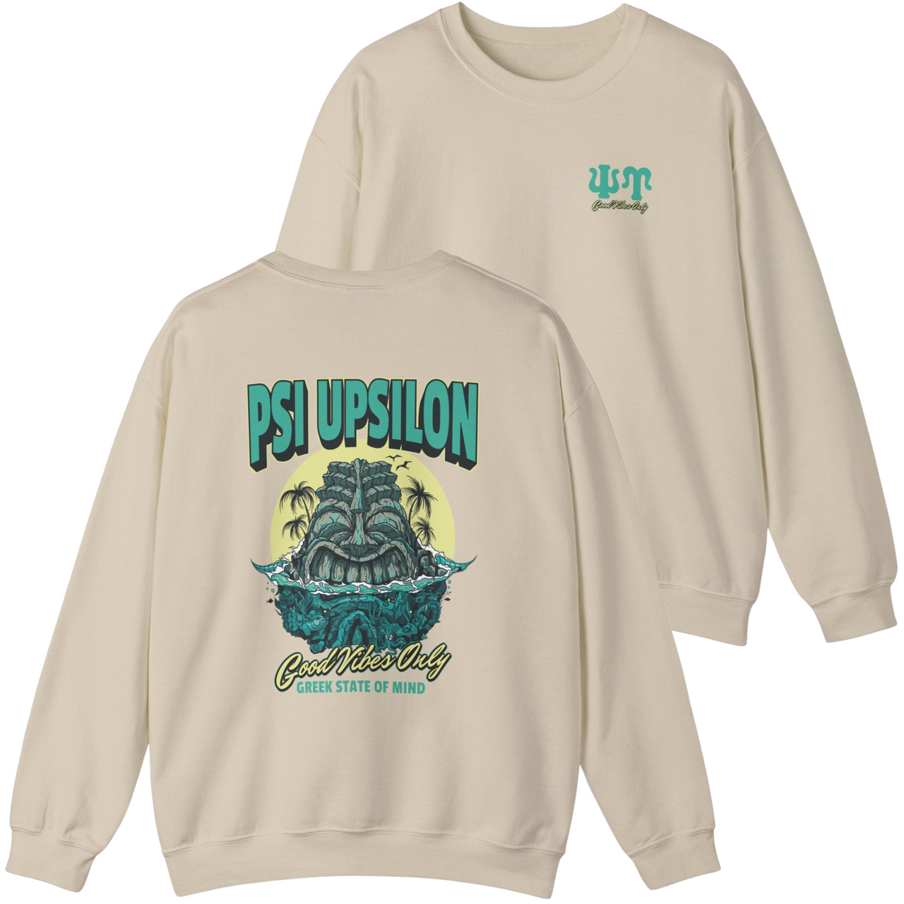ivory Psi Upsilon Graphic Crewneck Sweatshirt | Good Vibes Only