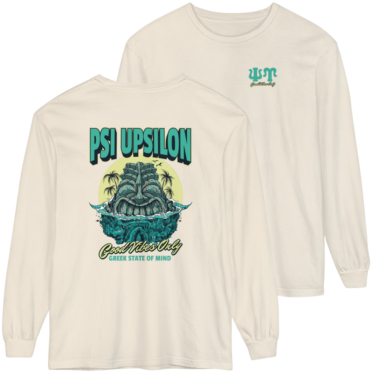 ivory Psi Upsilon Graphic Long Sleeve | Good Vibes Only
