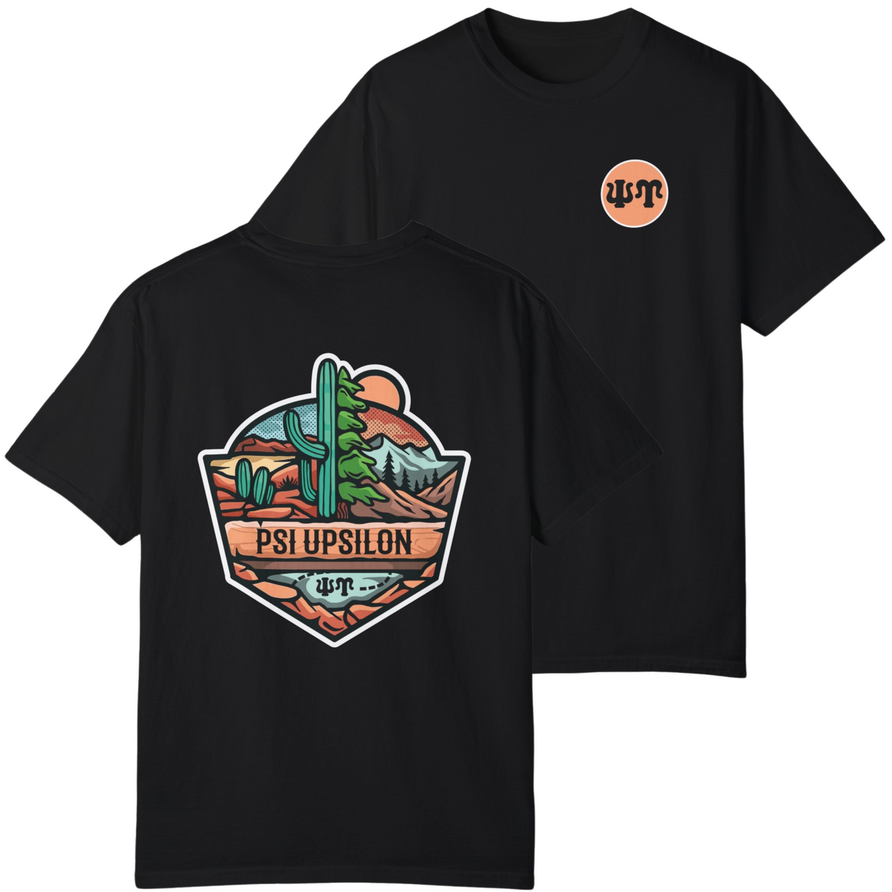 Psi Upsilon Graphic T-Shirt | Desert Mountains