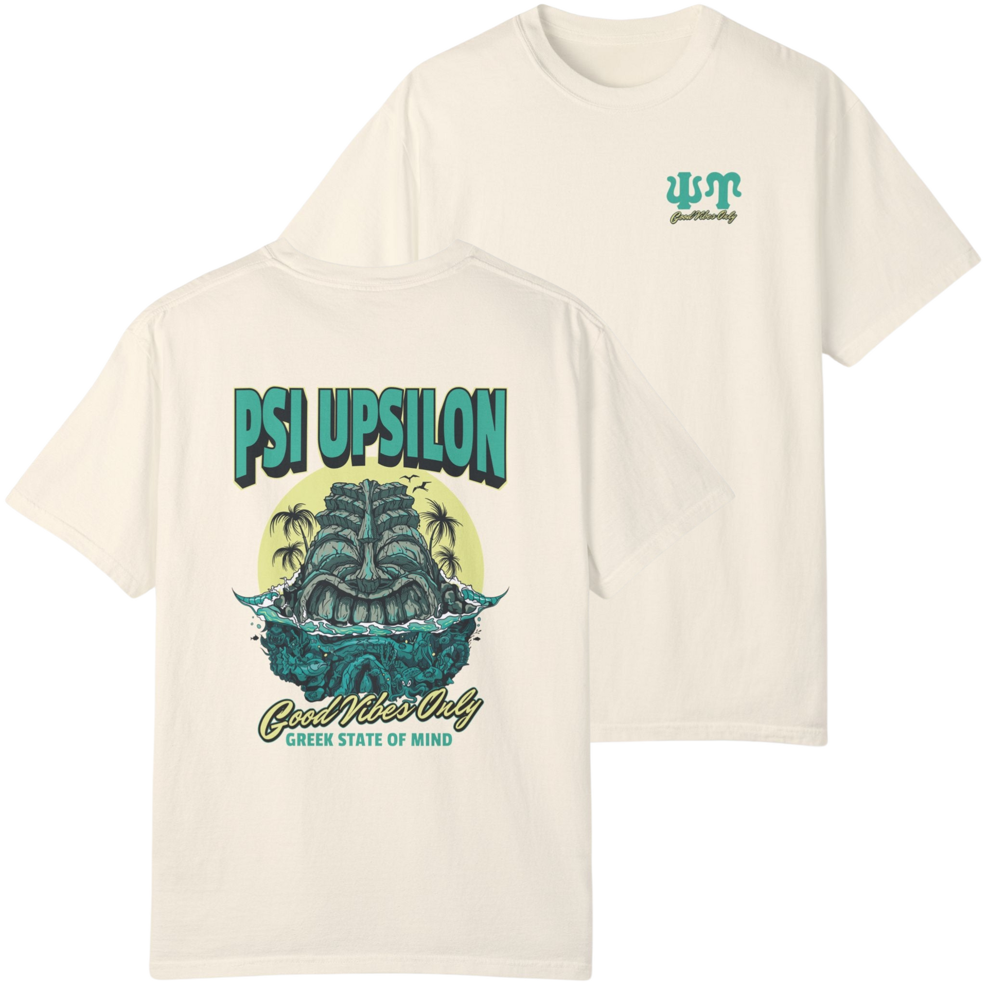 ivory Psi Upsilon Graphic T-Shirt | Good Vibes Only