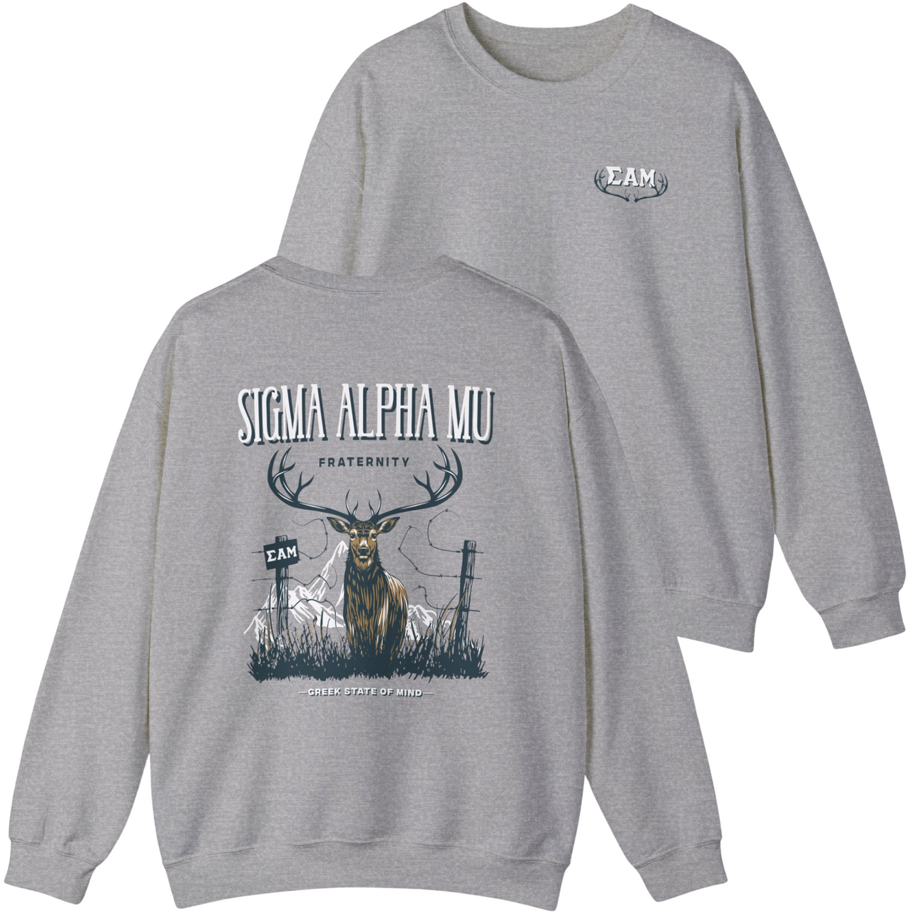 Sigma Alpha Mu Graphic Crewneck Sweatshirt | Big Buck