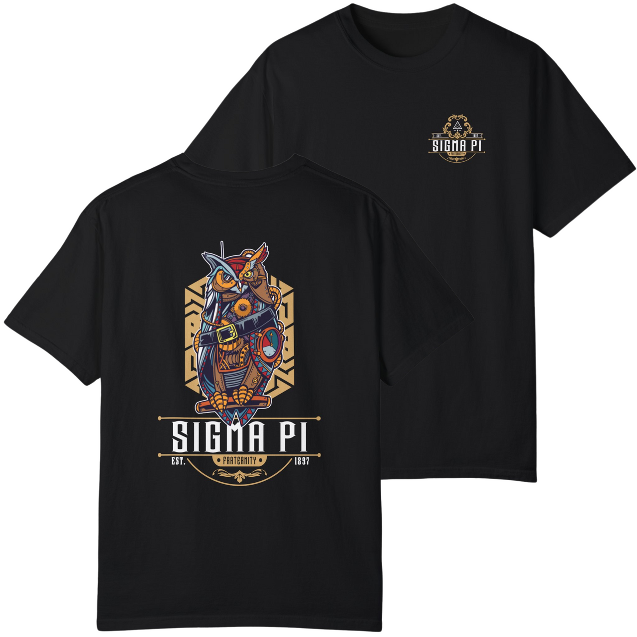 Sigma Pi Graphic T-Shirt | Comfort Colors | Steampunk Owl
