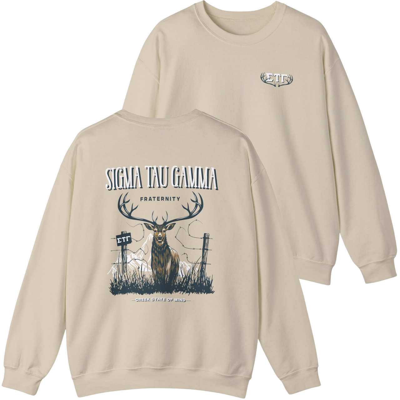 Sigma Tau Gamma Graphic Crewneck Sweatshirt | Big Buck