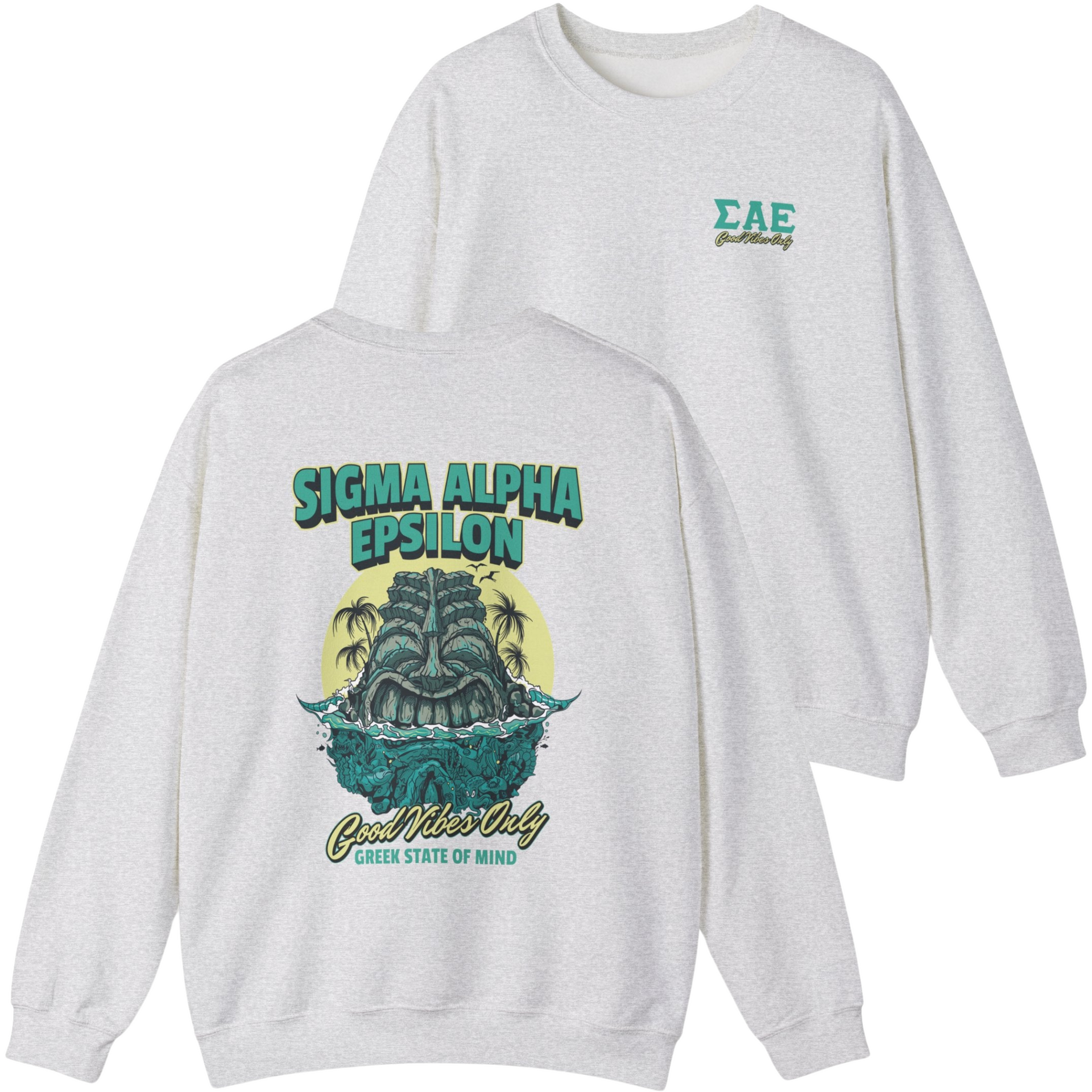 grey Sigma Alpha Epsilon Graphic Crewneck Sweatshirt | Good Vibes Only