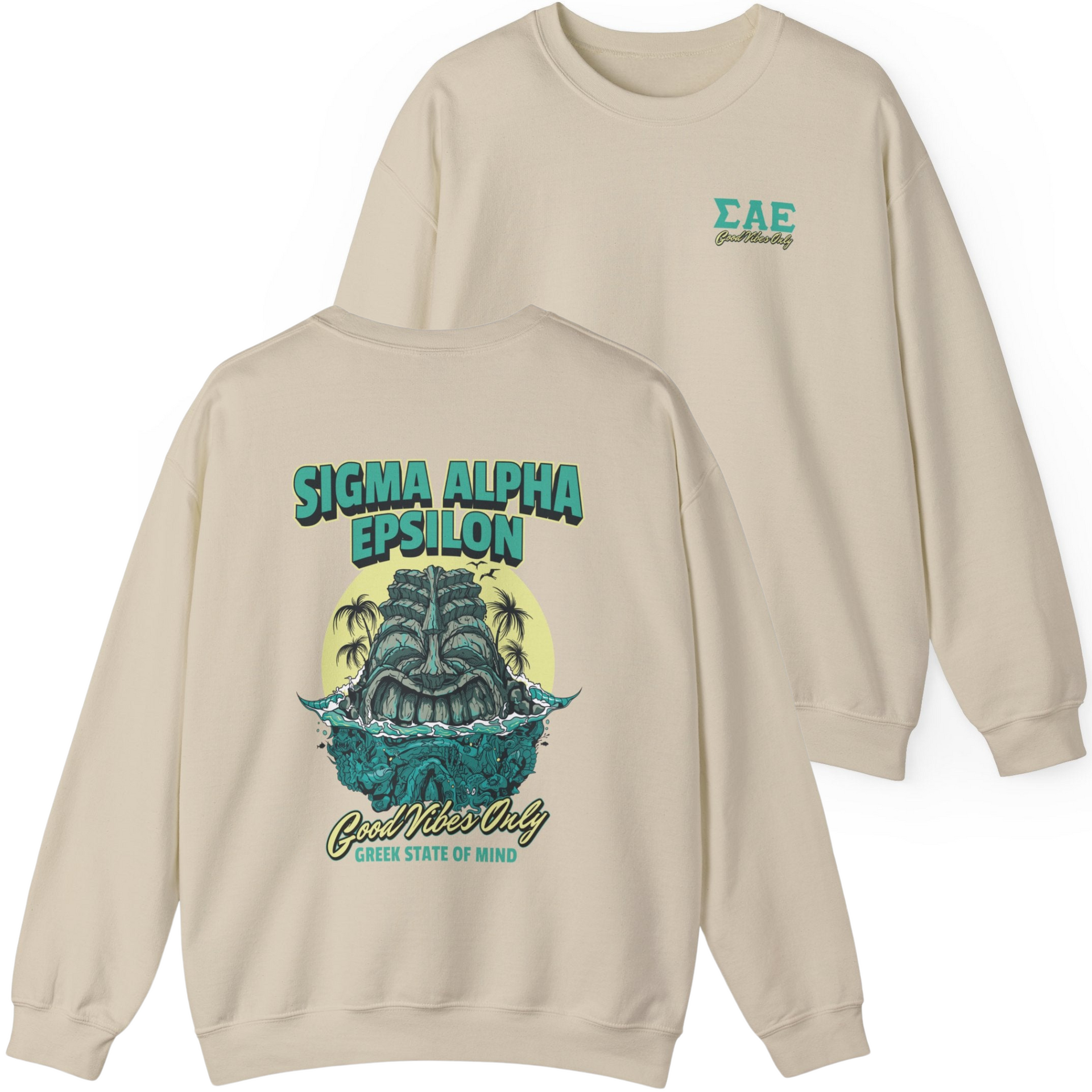 Ivory Sigma Alpha Epsilon Graphic Crewneck Sweatshirt | Good Vibes Only