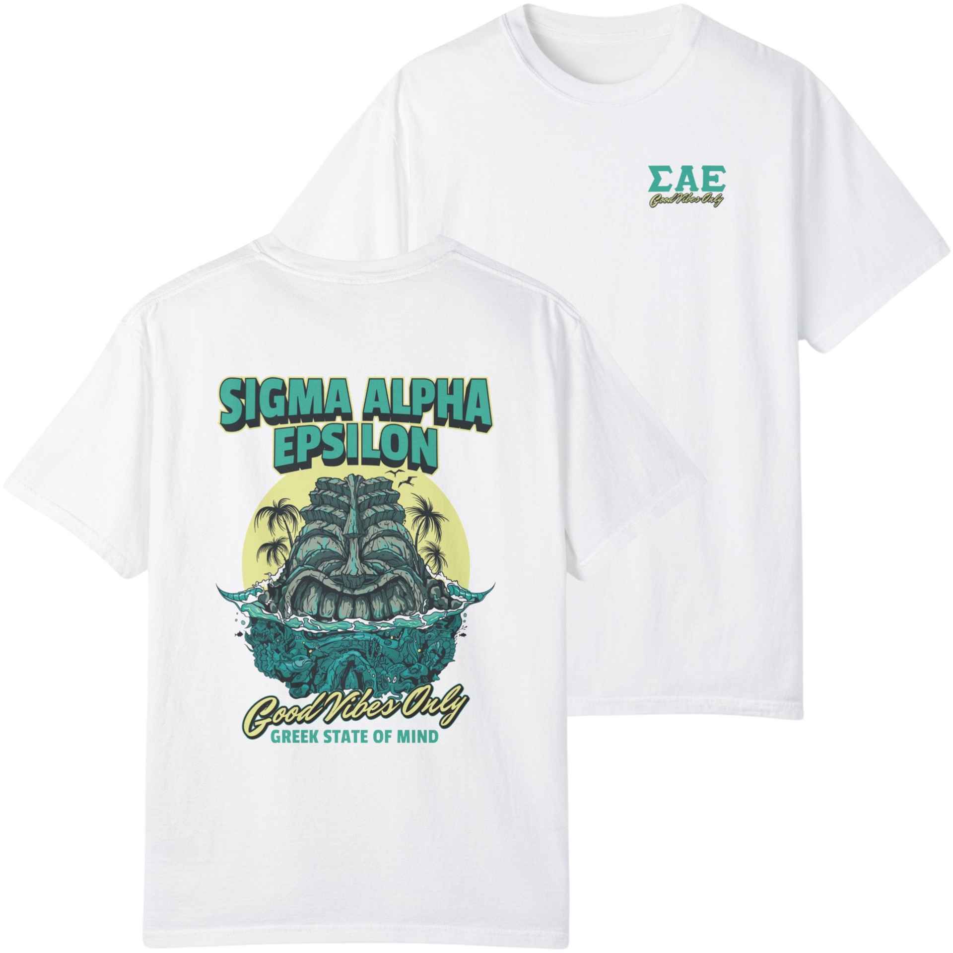 white Sigma Alpha Epsilon Graphic T-Shirt | Good Vibes Only