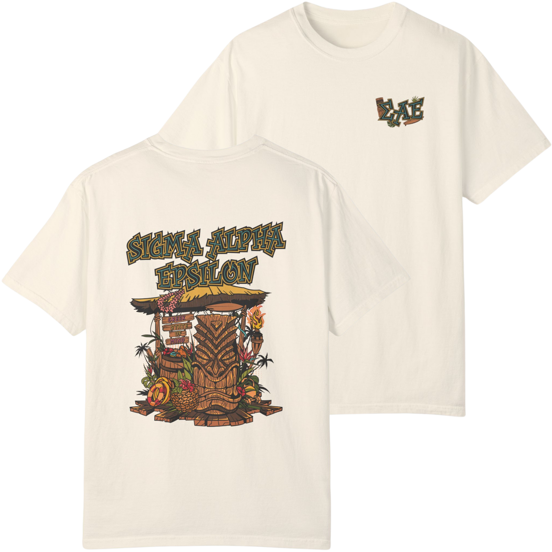 Ivory Sigma Alpha Epsilon Graphic T-Shirt | Tiki Time