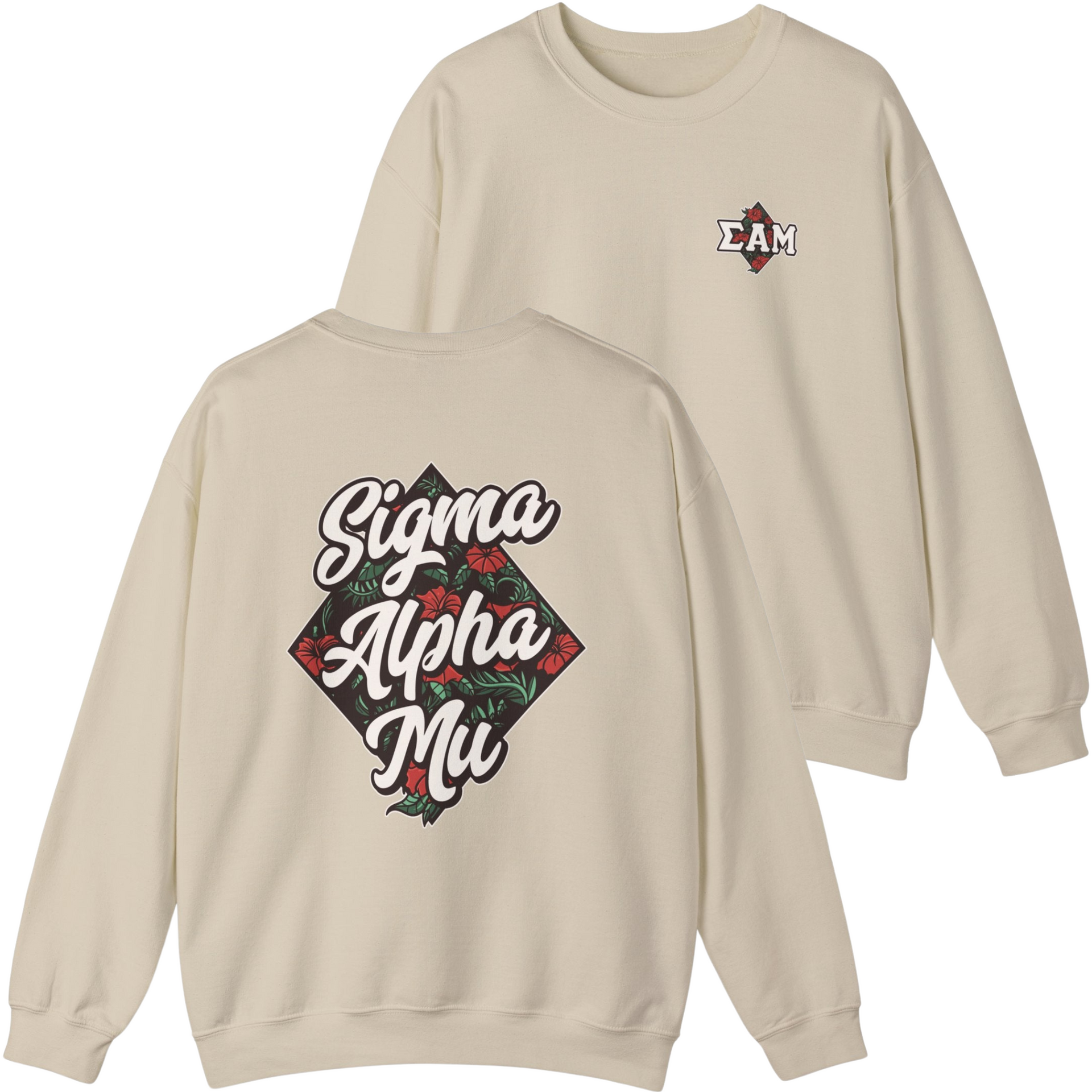 ivory Sigma Alpha Mu Graphic Crewneck Sweatshirt | Aloha