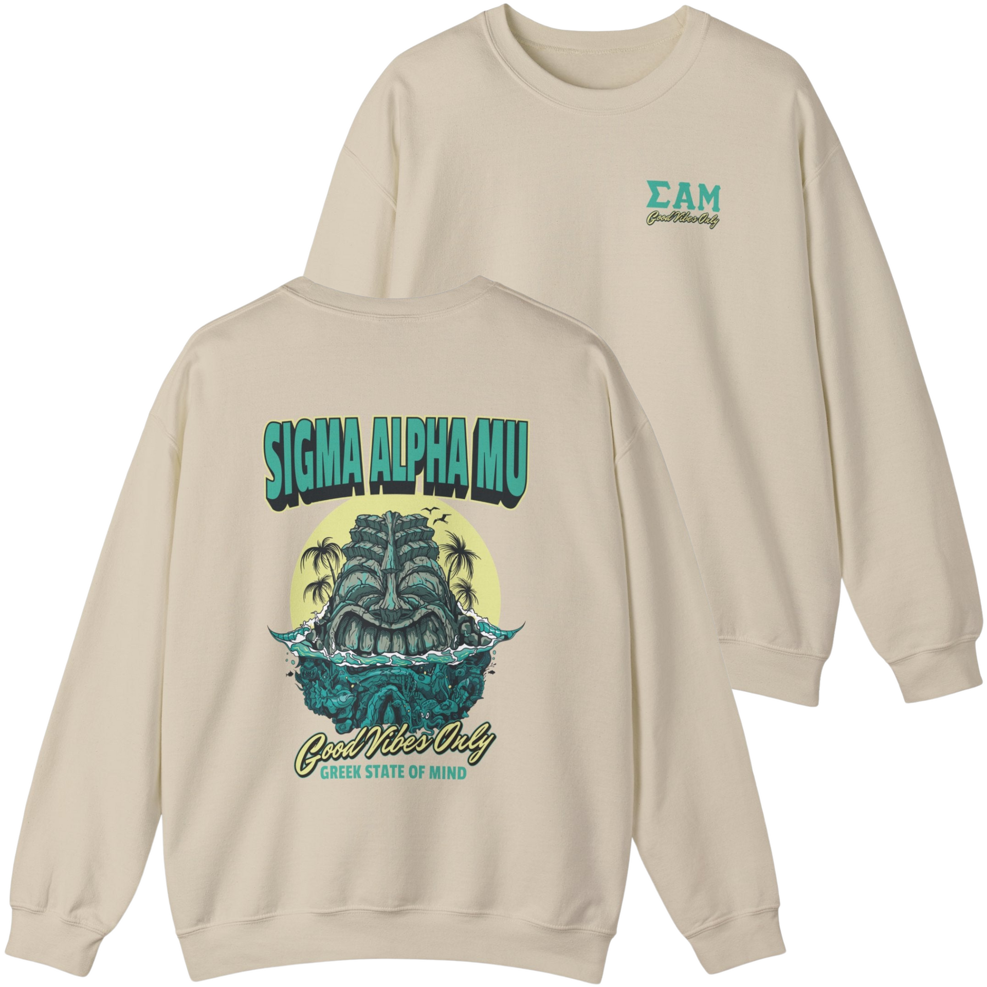 ivory Sigma Alpha Mu Graphic Crewneck Sweatshirt | Good Vibes Only