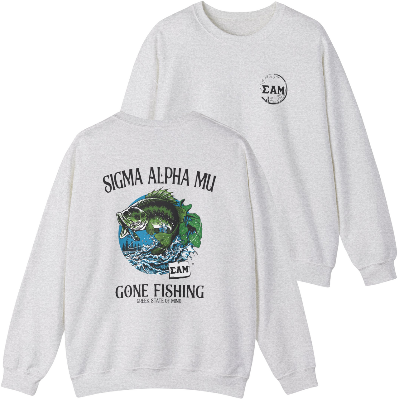 Sigma Alpha Mu Graphic Crewneck Sweatshirt | Gone Fishing