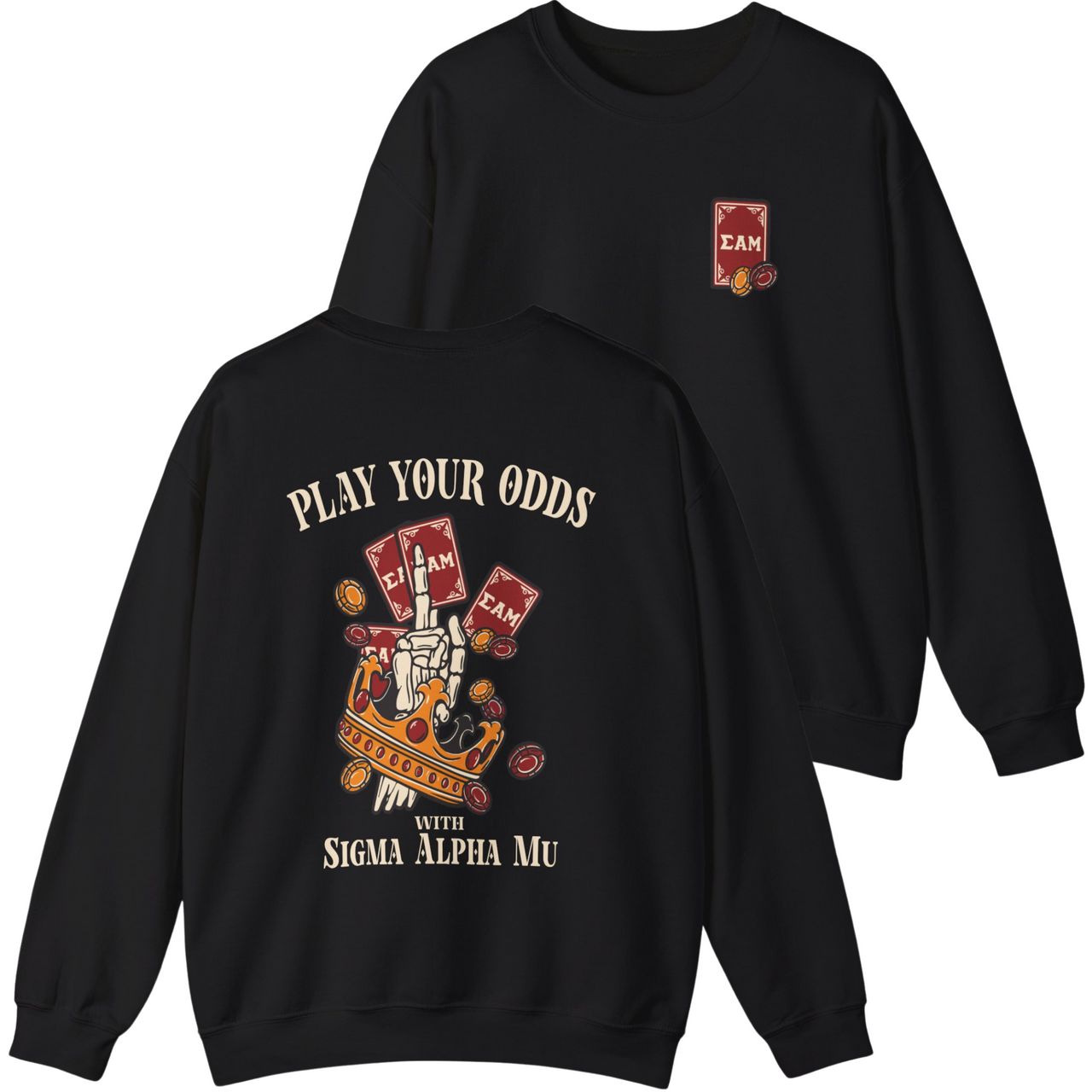 black Sigma Alpha Mu Graphic Crewneck Sweatshirt | Play Your Odds