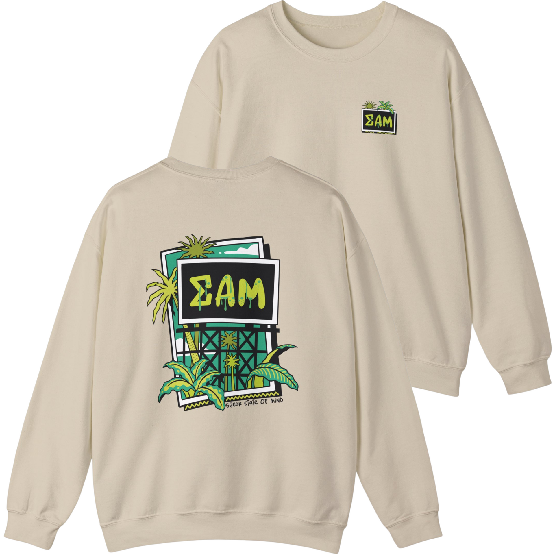Sand Sigma Alpha Mu Graphic Crewneck Sweatshirt | Tropical Billboard