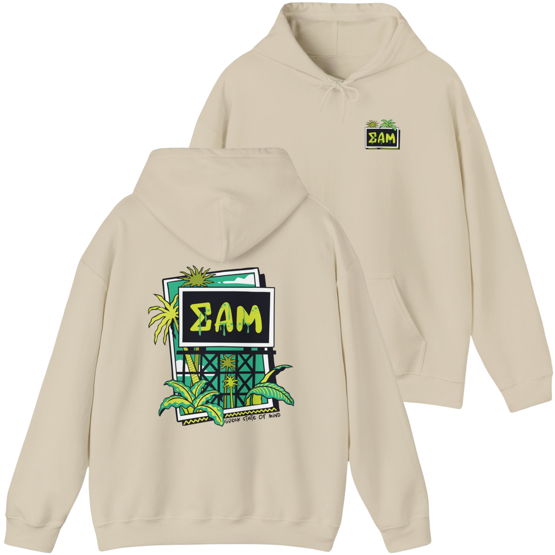 Ivory Sigma Alpha Mu Graphic Hoodie | Tropical Billboard