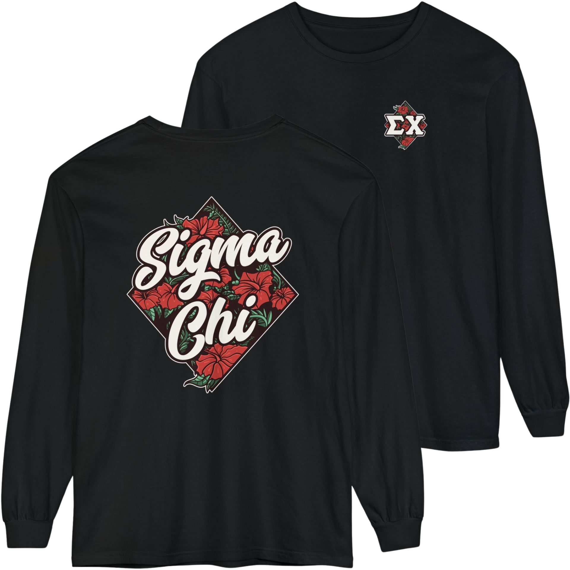 Black Sigma Chi Graphic Long Sleeve | Aloha