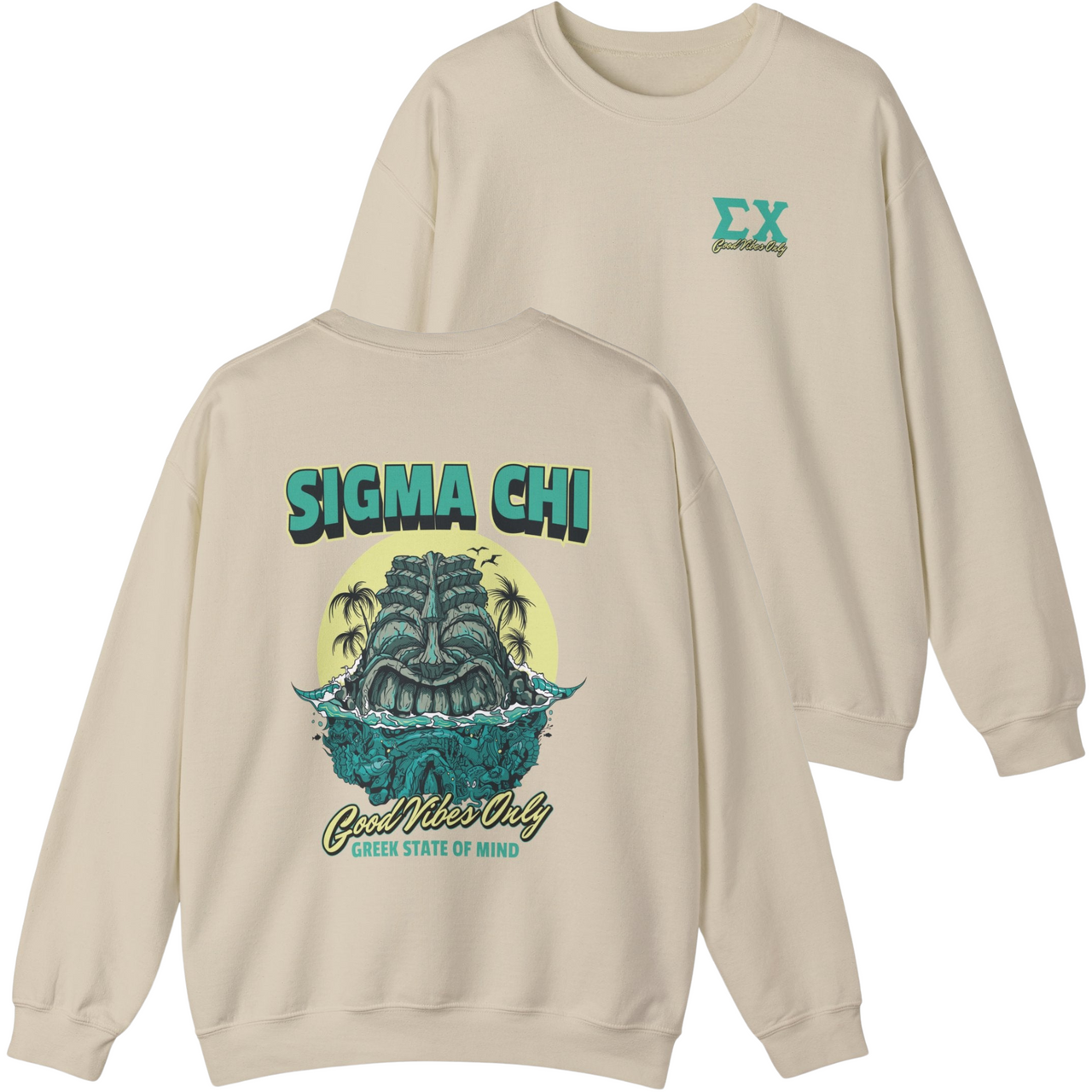 ivory Sigma Chi Graphic Crewneck Sweatshirt | Good Vibes Only