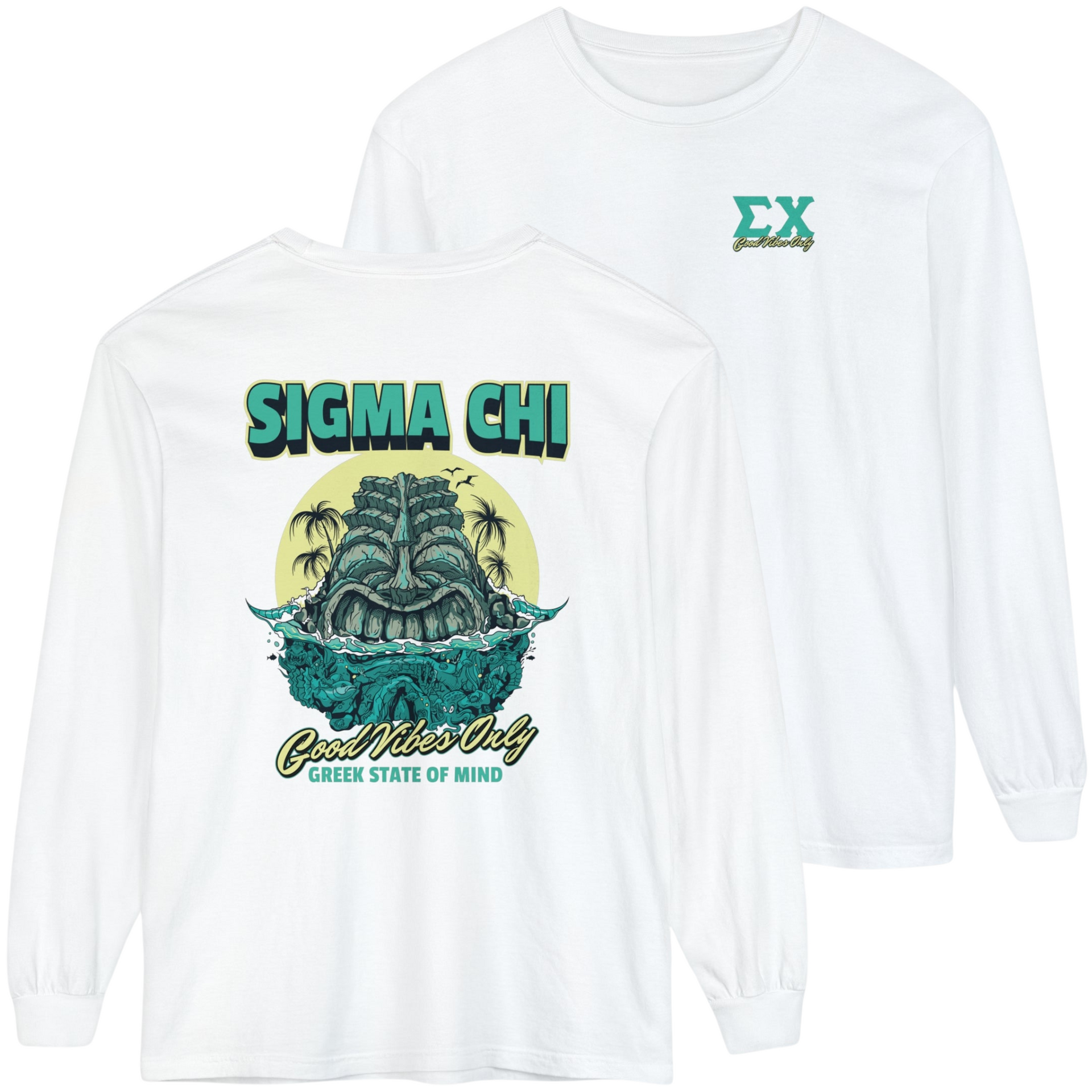 white Sigma Chi Graphic Long Sleeve | Good Vibes Only