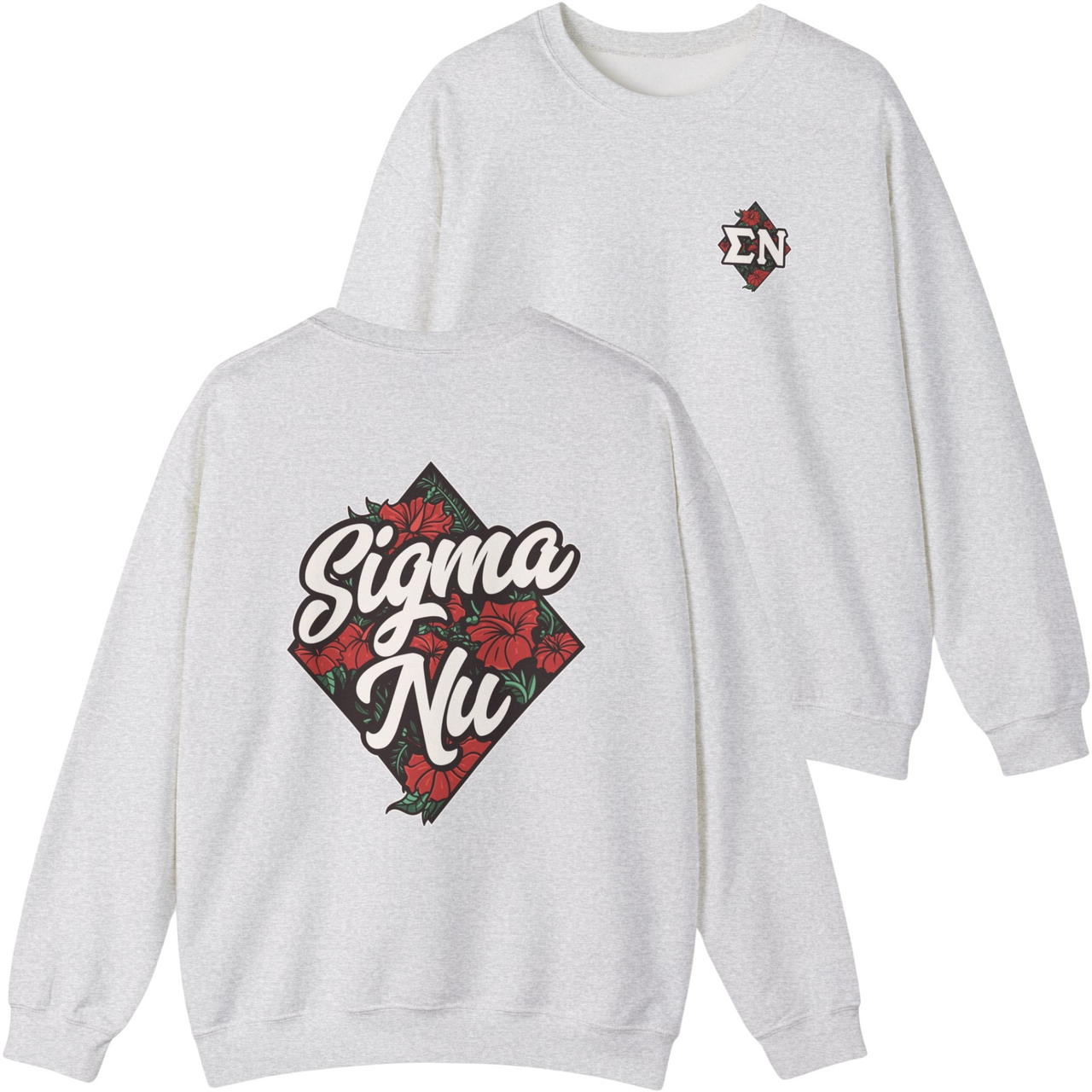 grey Sigma Nu Graphic Crewneck Sweatshirt | Aloha