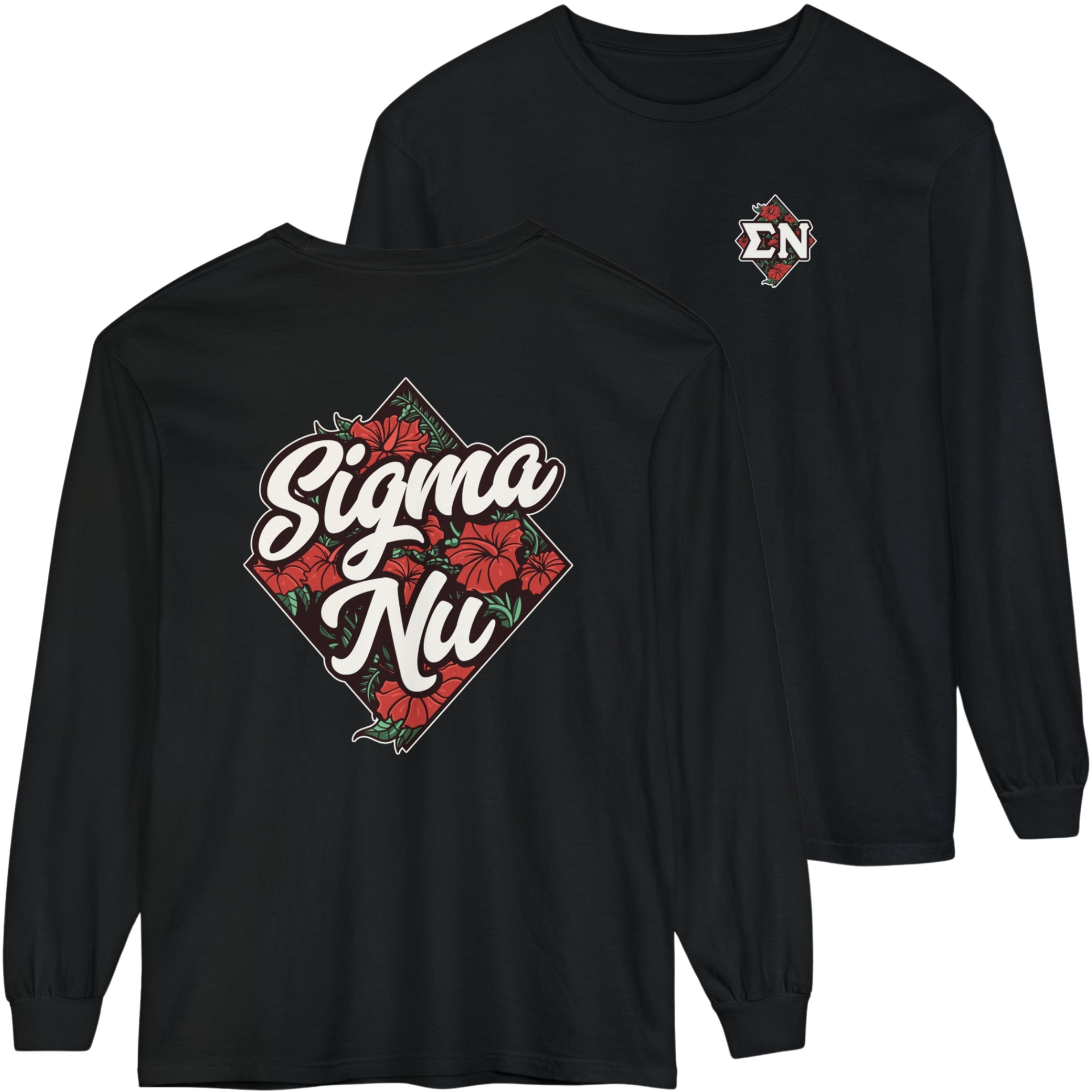 black Sigma Nu Graphic Long Sleeve | Aloha