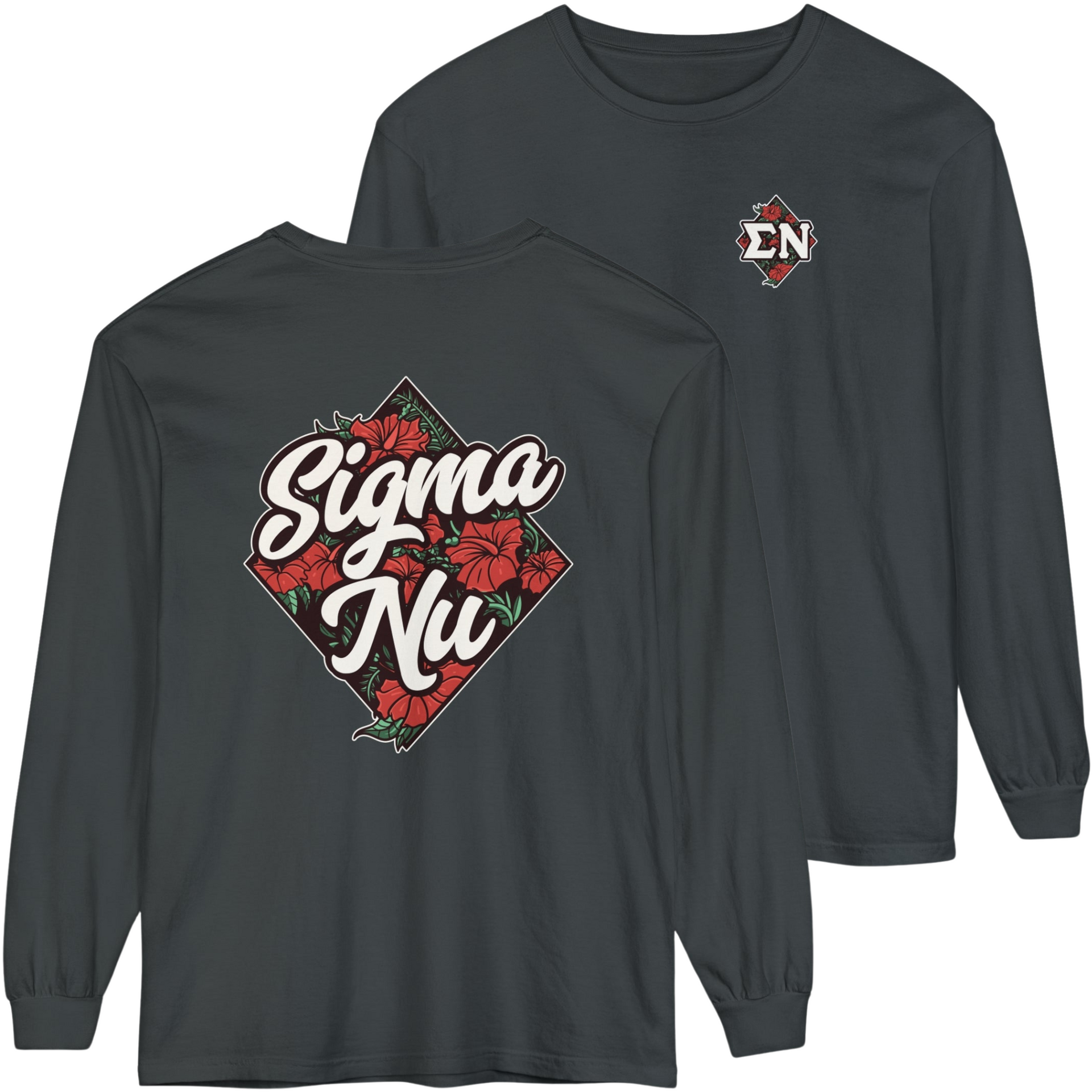 grey Sigma Nu Graphic Long Sleeve | Aloha