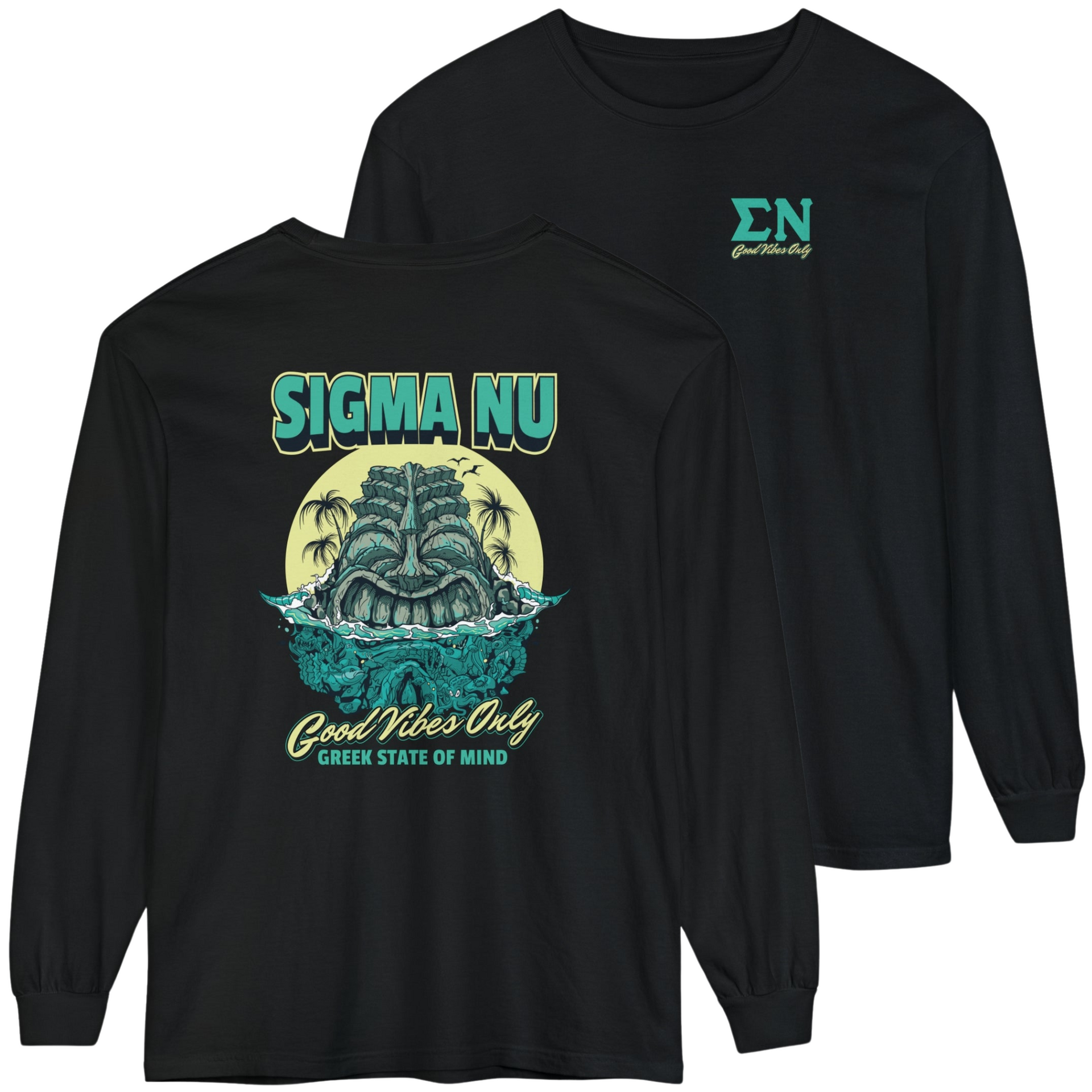 black Sigma Nu Graphic Long Sleeve | Good Vibes Only