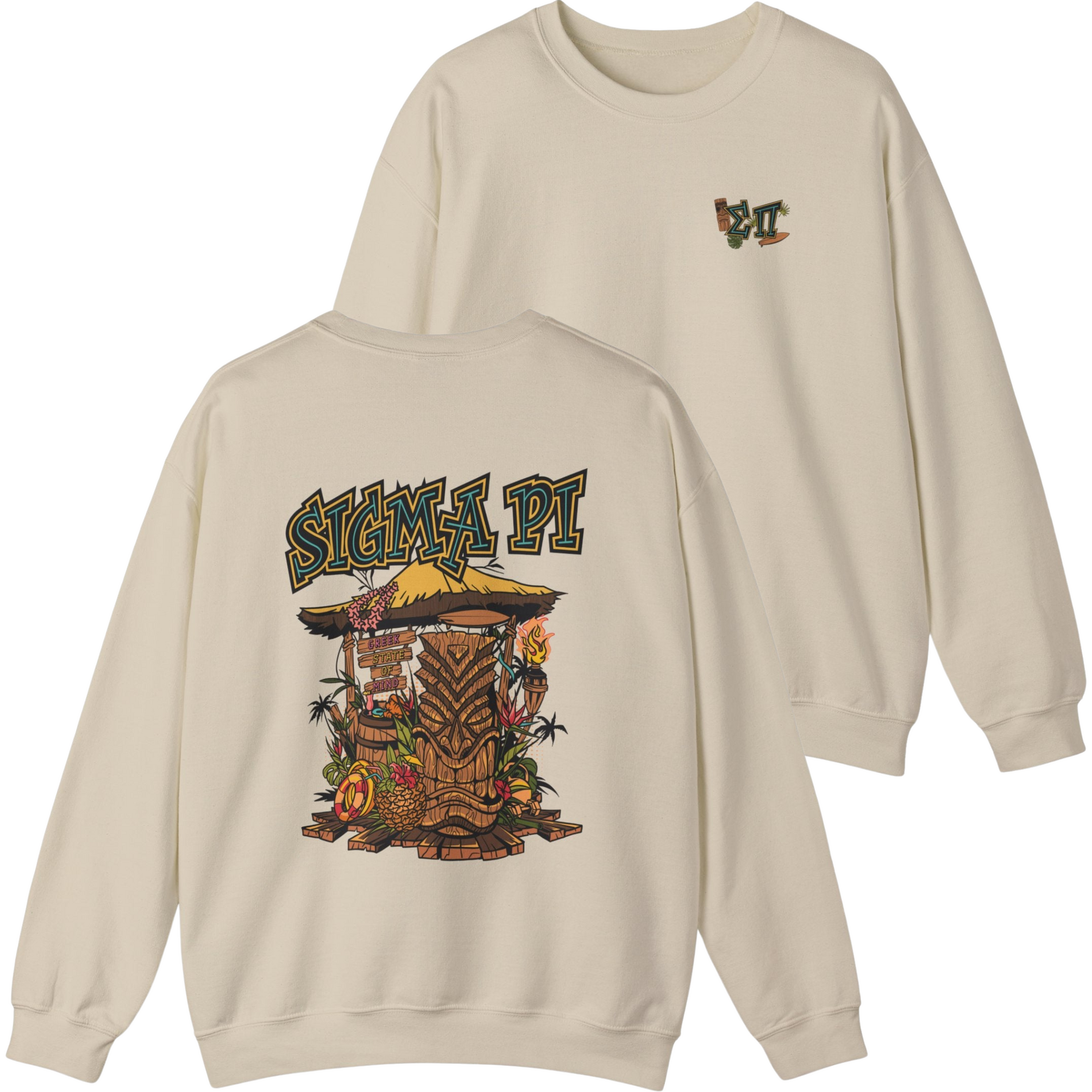 ivory Sigma Pi Graphic Crewneck Sweatshirt | Tiki Time