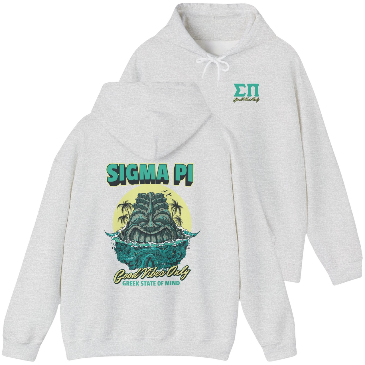 ash Sigma Pi Graphic Hoodie | Good Vibes Only