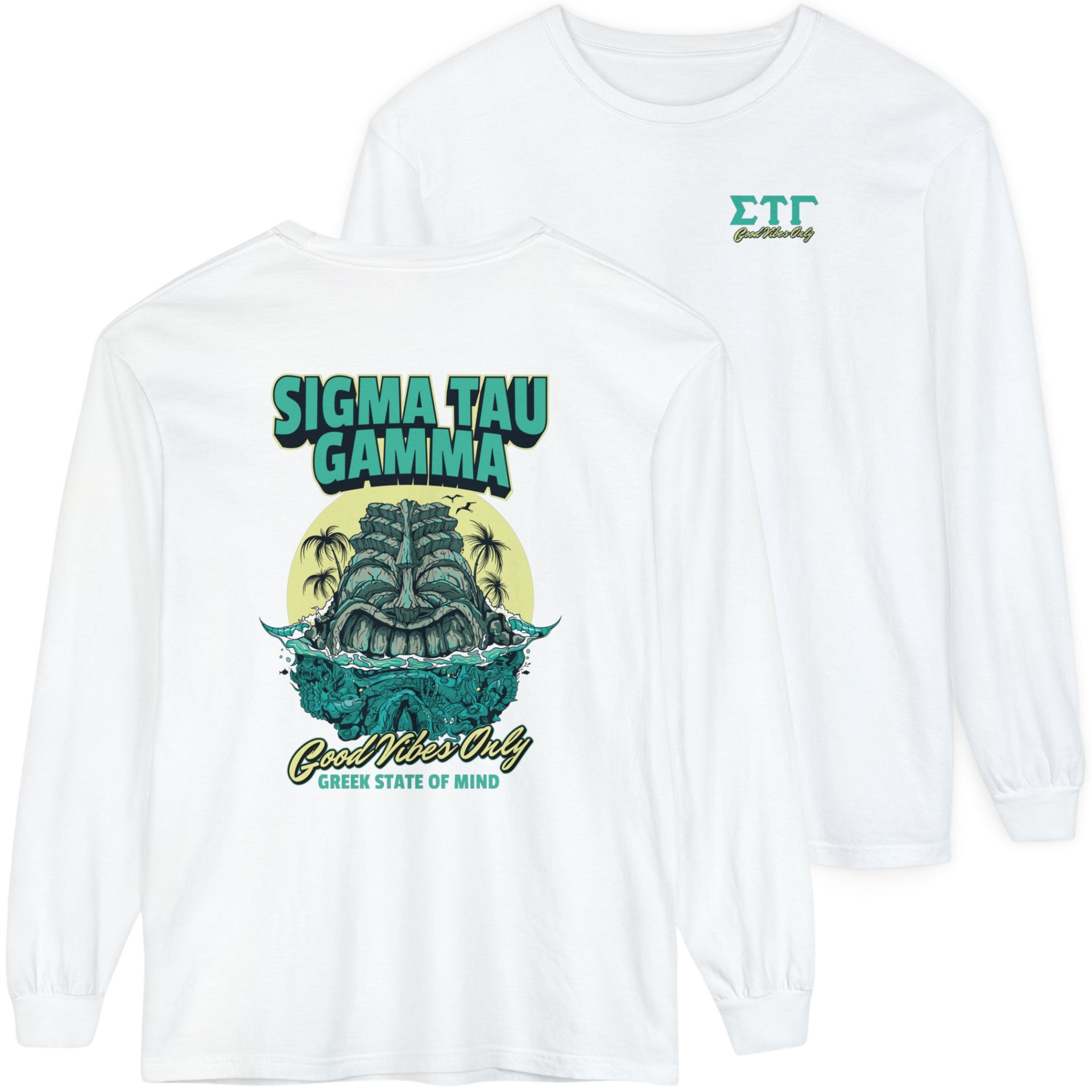 white Sigma Tau Gamma Graphic Long Sleeve | Good Vibes Only