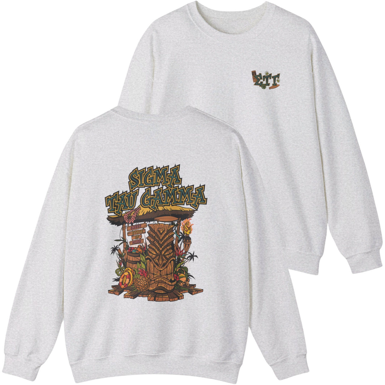 Ash Sigma Tau Gamma Graphic Crewneck Sweatshirt | Tiki Time