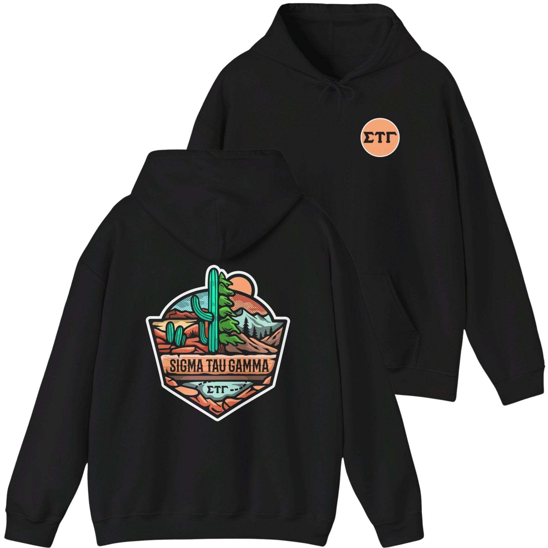 black Sigma Tau Gamma Graphic Hoodie | Desert Mountains