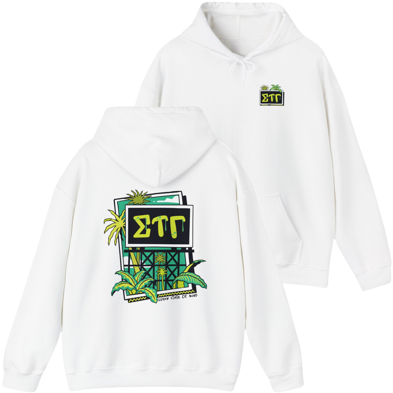 white Sigma Tau Gamma Graphic Hoodie | Tropical Billboard