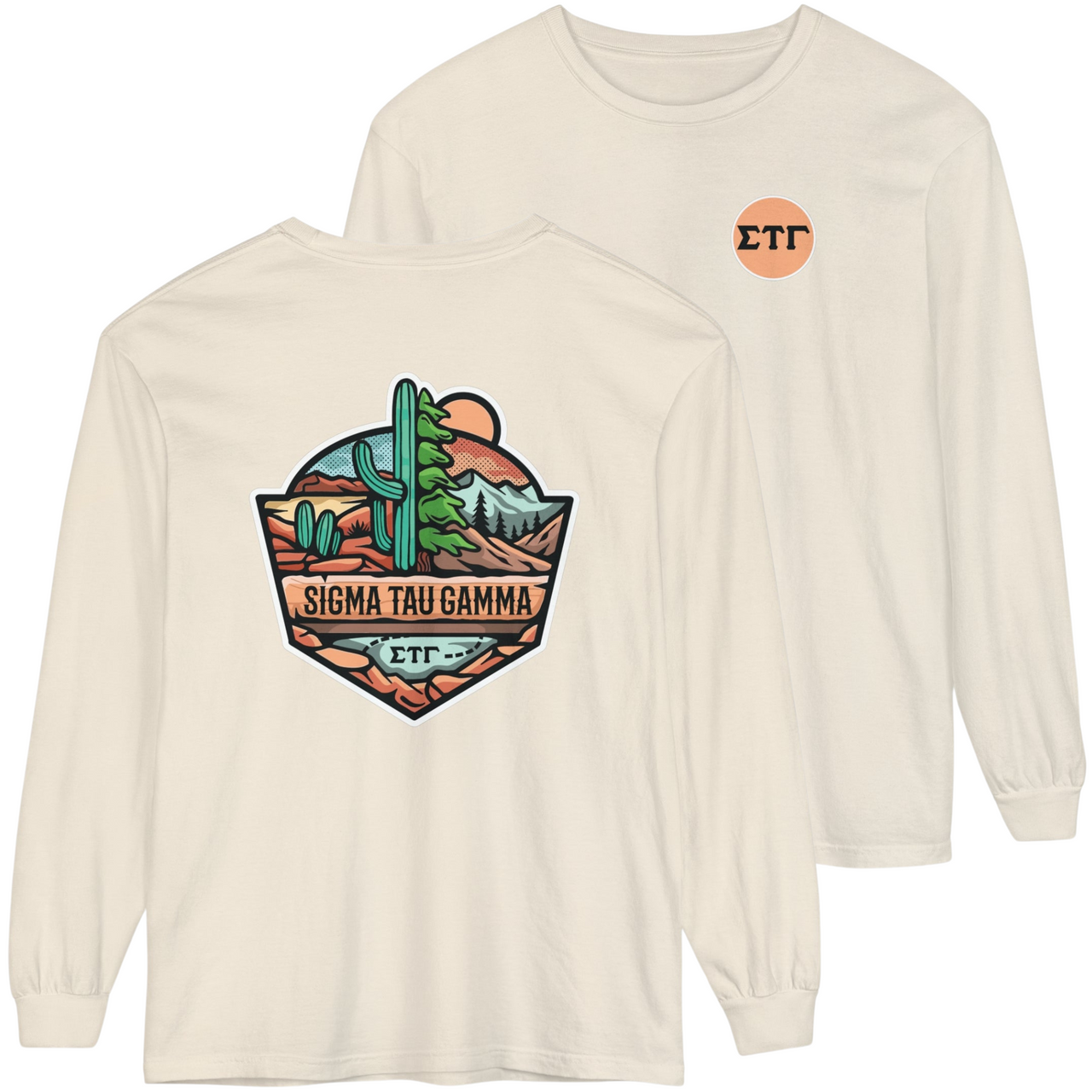 ivory Sigma Tau Gamma Graphic Long Sleeve | Desert Mountains