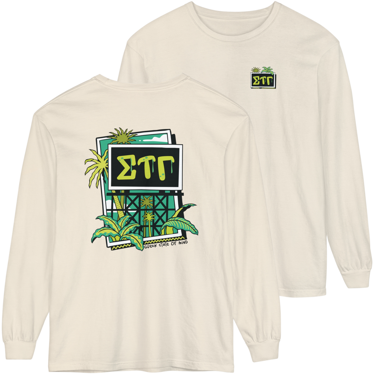 Ivory Sigma Tau Gamma Graphic Long Sleeve | Tropical Billboard