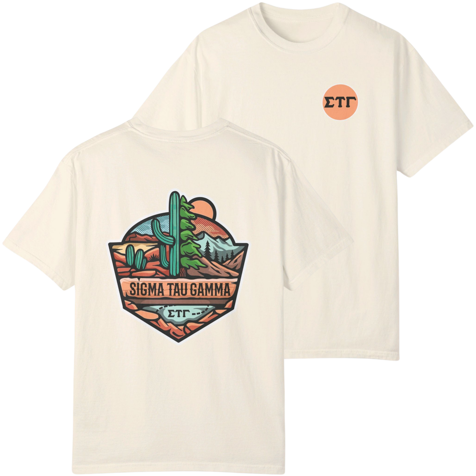 ivory Sigma Tau Gamma Graphic T-Shirt | Desert Mountains