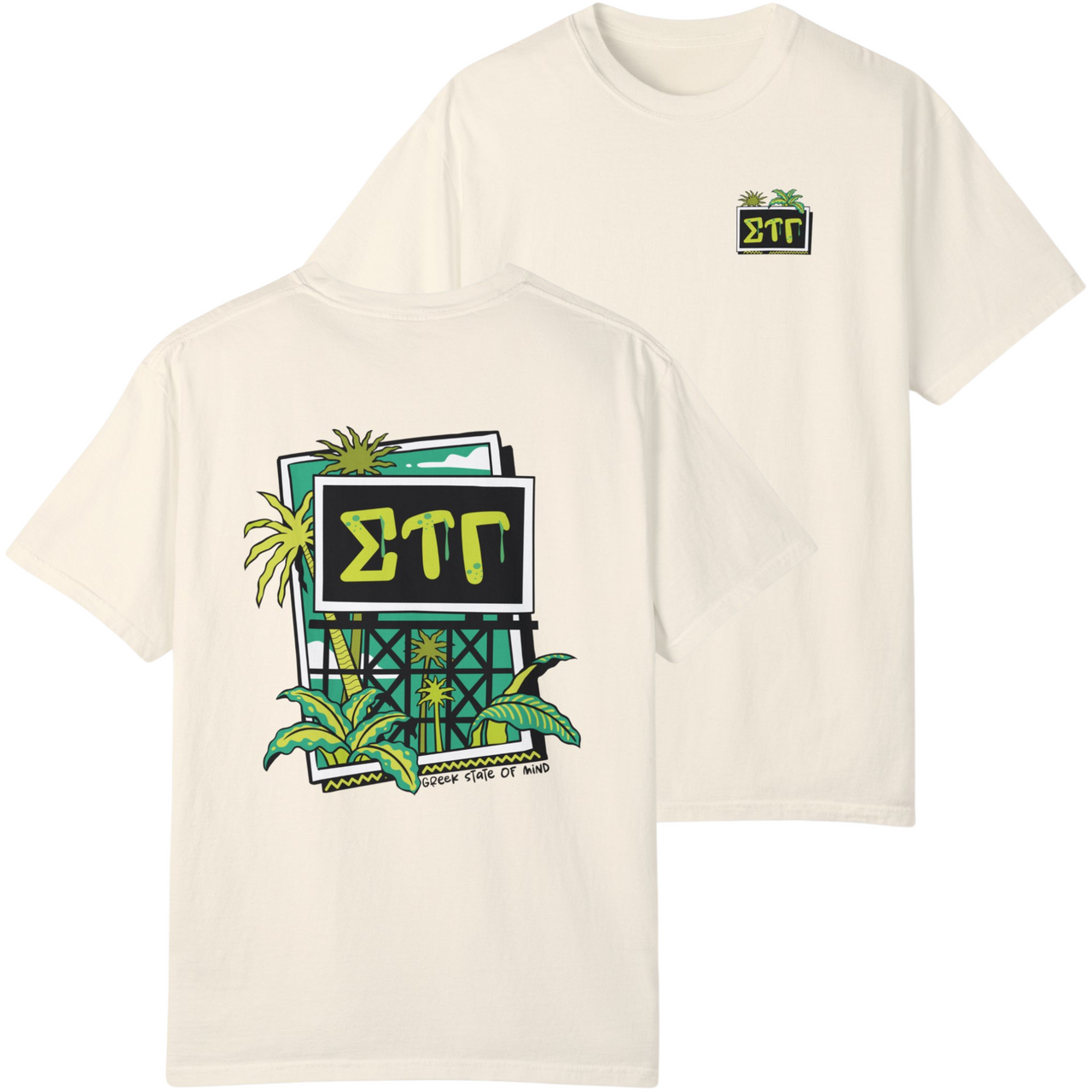 Ivory Sigma Tau Gamma Graphic T-Shirt | Tropical Billboard