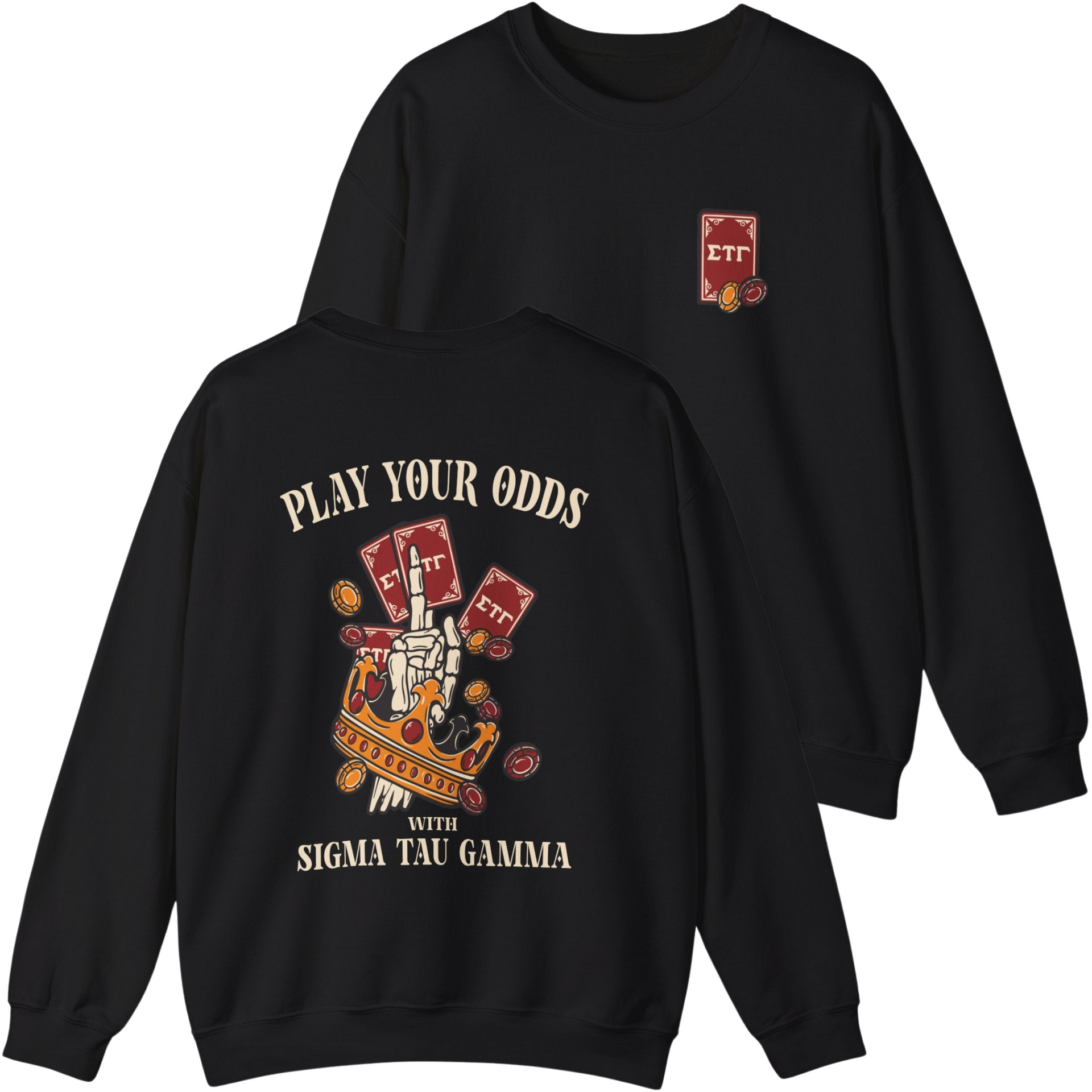 black Sigma Tau Gamma Graphic Crewneck Sweatshirt | Play Your Odds