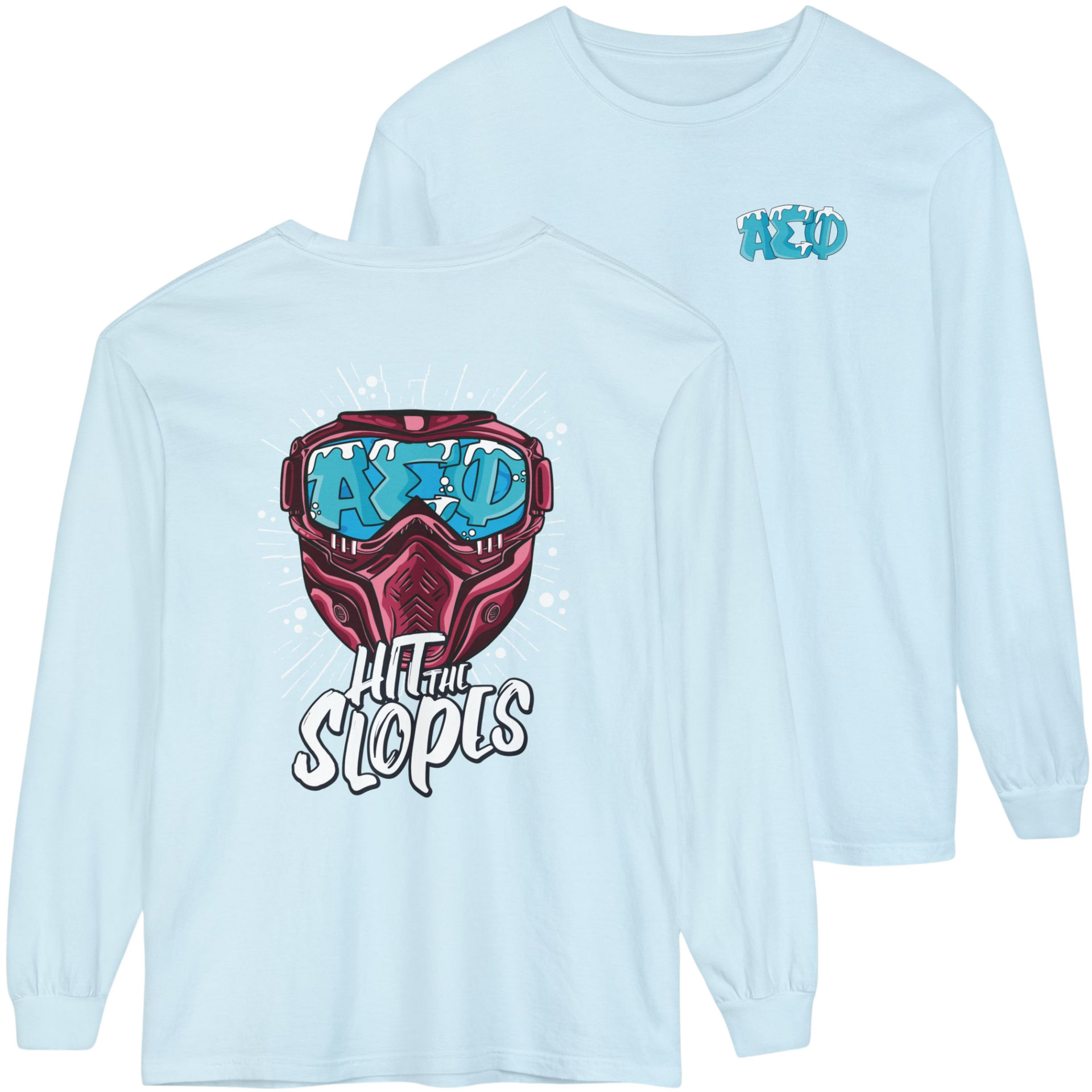 Blue Alpha Sigma Phi Graphic Long Sleeve | Hit the Slopes