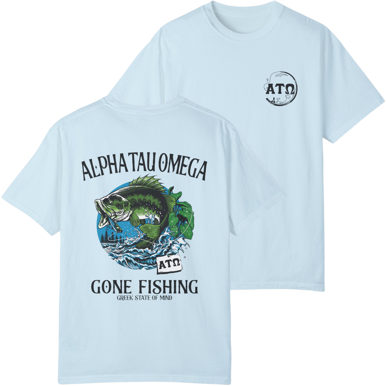 Blue Alpha Tau Omega Graphic T-Shirt | Gone Fishing