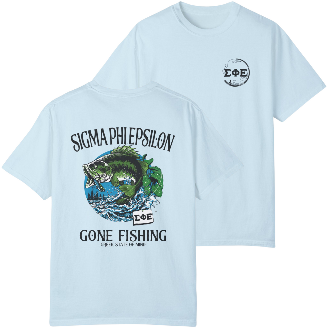 Blue Sigma Phi Epsilon Graphic T-Shirt | Gone Fishing