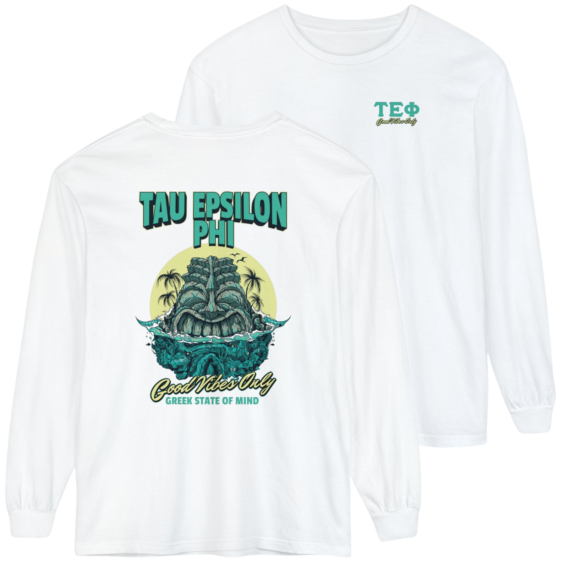 white Tau Epsilon Phi Graphic Long Sleeve | Good Vibes Only